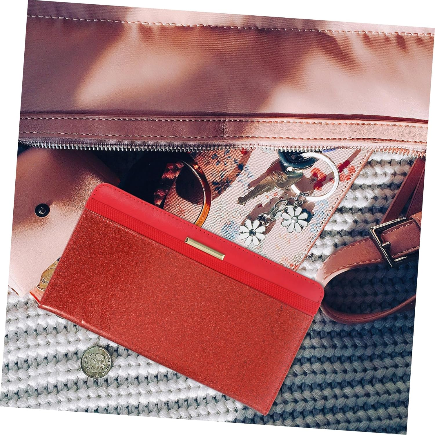 Healeved PU Passport Cover Compact Travel Passport Holder Cards Storage Pouch Lightweight Design for Present for Travelers - Black image number 5