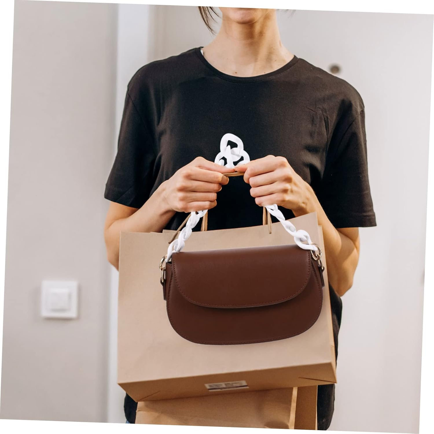 TEHAUX 4Pcs Handbag DIY Chain Purse Single Shoulder Bag Replacement Resin Chain for Vintage Handbag image number 2