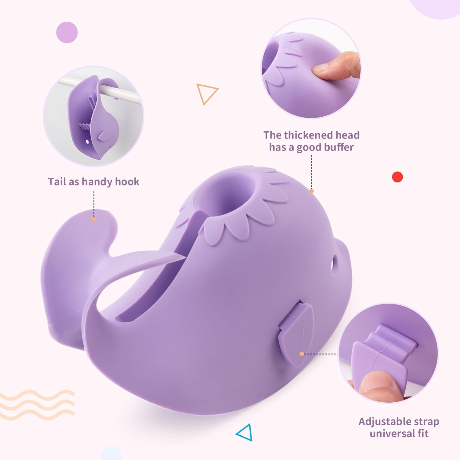 Bathtub Faucet Cover for Baby Bath Spout Cover, Kids Shower Head Protector Bathtub Spout Guard Toddlers Protection Accessories(Whale-Purple)