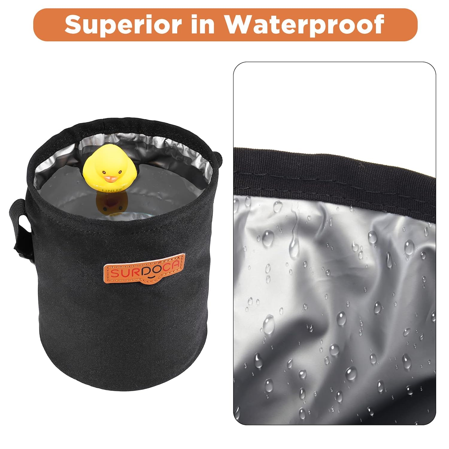 SURDOCA Waterproof Car Bin, Pop-Up Car Rubbish Bin, Foldable Portable Hanging Car Trash Can, Waterproof Car Accessories, Suitable for Automotive, Home, Office image number 2