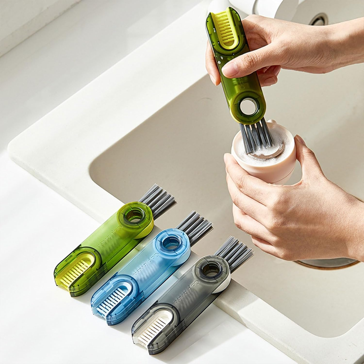 3Pcs 3 in 1 Multifunctional Cup Cleaning Brush - Professional Grade Bottle Cleaner Brush Set for Deep Cleaning,3 in 1 Design for Cups Bottles Straws Lids, Practical Kitchen Cleaning Tools image number 1