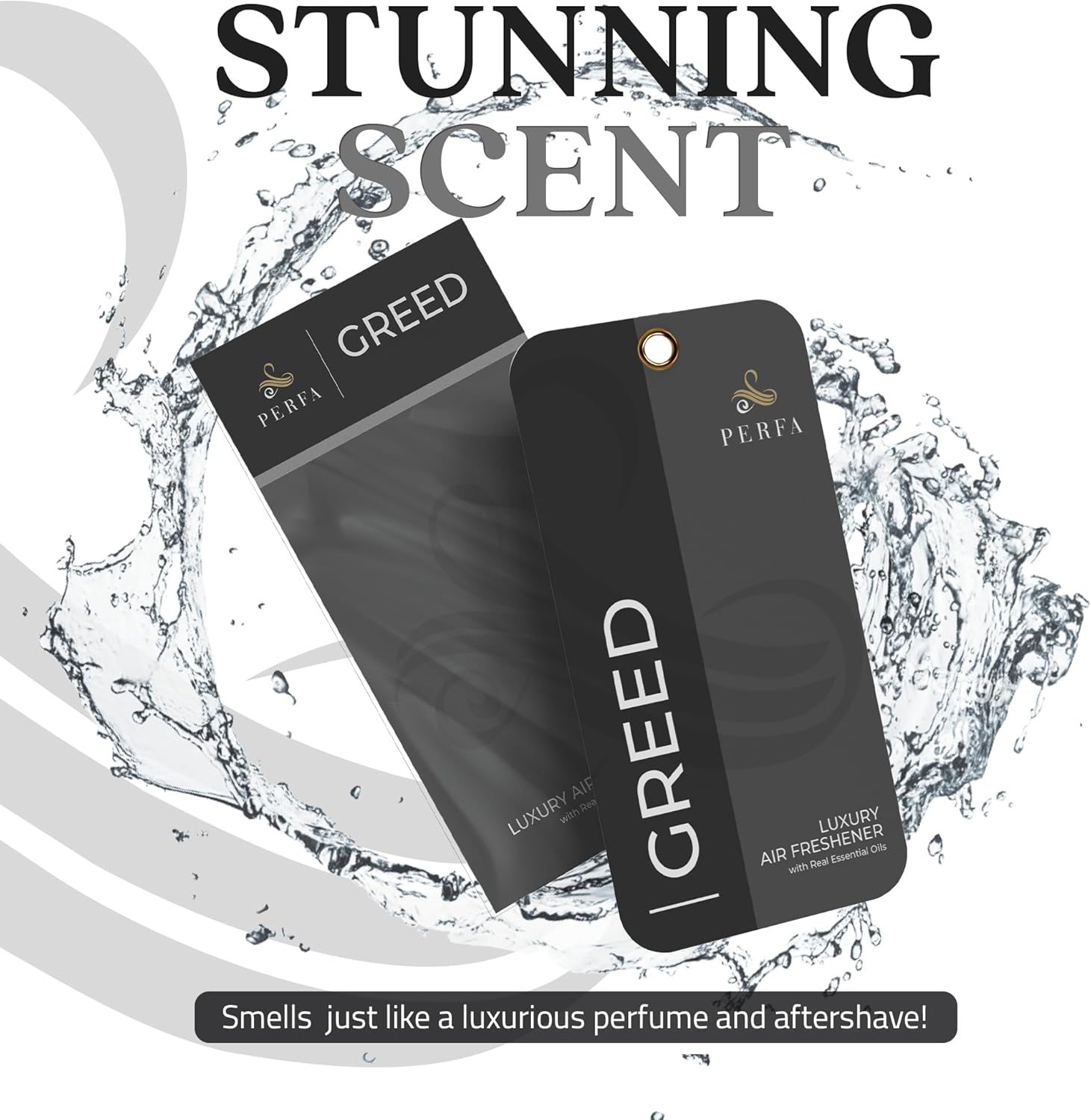 Greed Disposable Card Freshener for Men | Car Scents Air Freshener with Greed Fragrance | Strong Car Perfume Air Freshener with Odour Eliminating Technology | Greed by Perfa image number 6