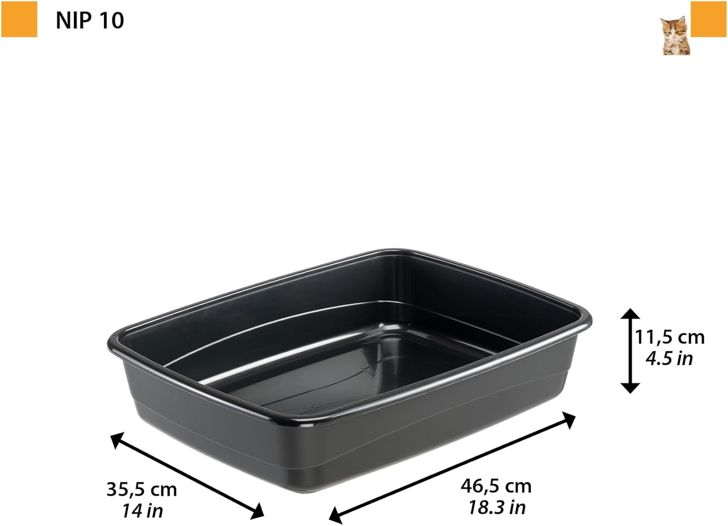 Ferplast Cat Litter Box, Open Cat Litter Tray, with High Edges, 46.5 X 35.5 Xh 11.5 Cm, NIP 10 Pet Litter Box image number 3