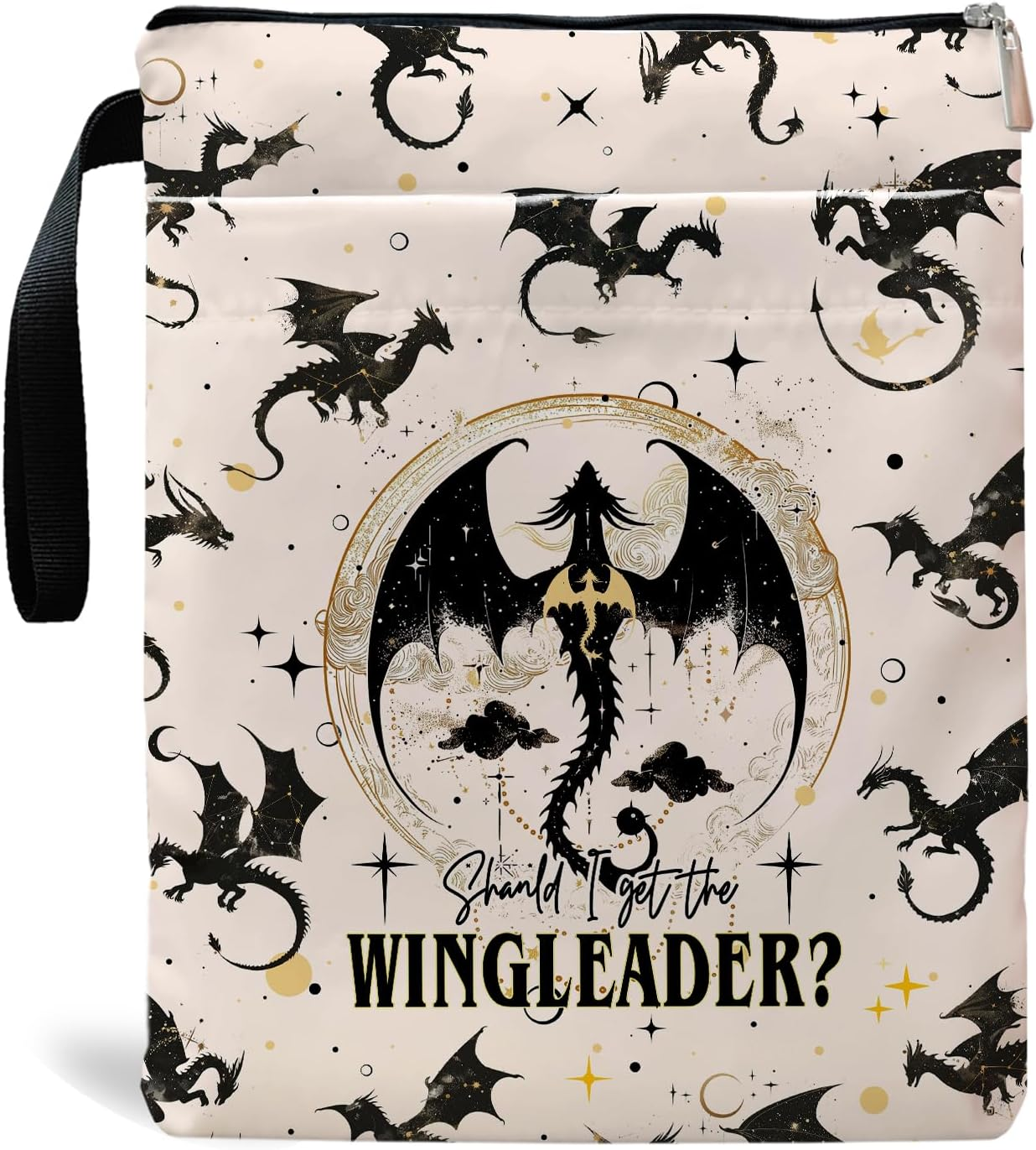 Fourth Wings Inspired Book Sleeve, Book Sleeves with Zipper, Dragon Book Sleeve for Book Lovers, Book Pouch Kindle Protector, Gifts for Women Teacher Librarian Bookworm Bookish (White-A, Large)
