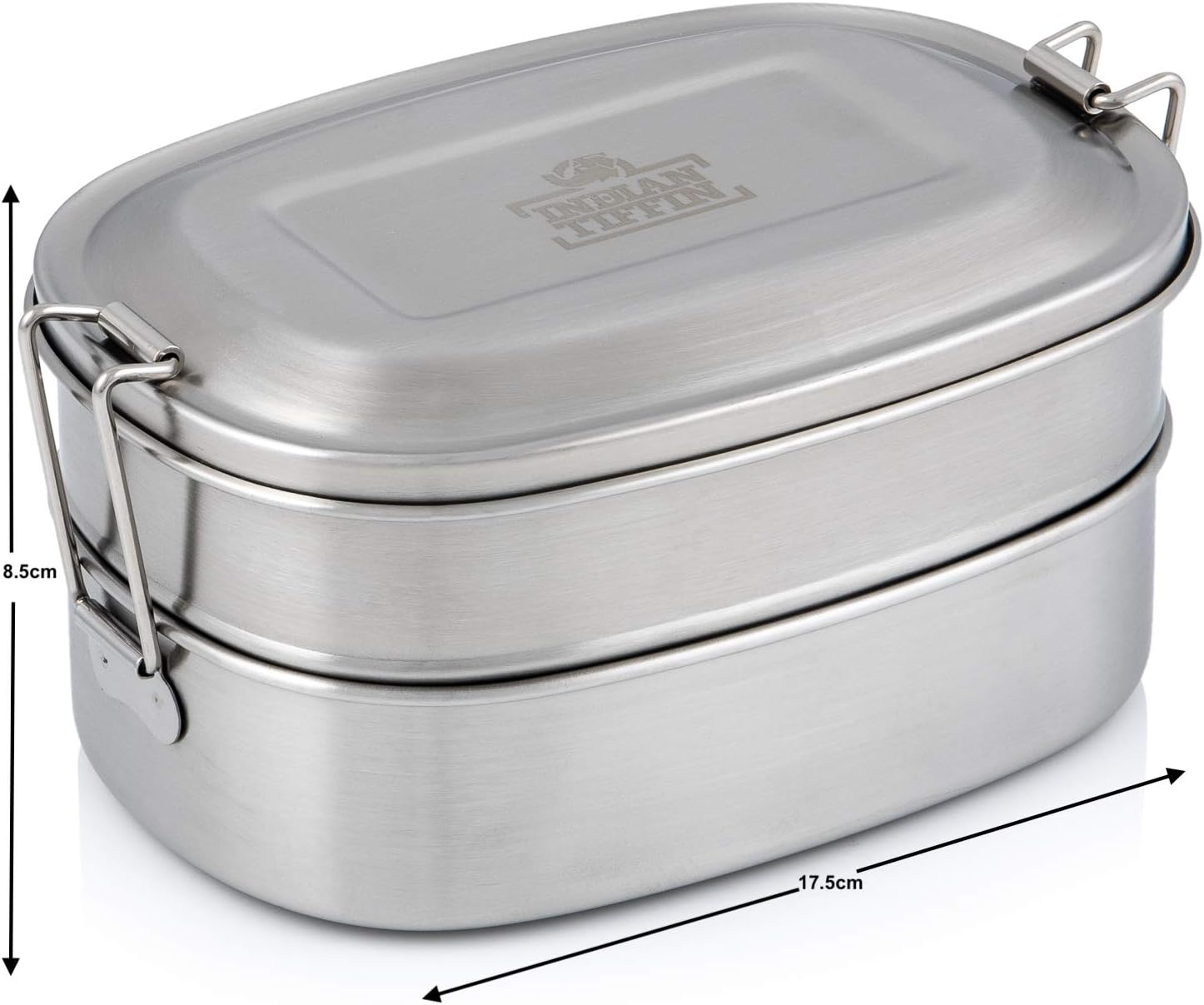 Indian-Tiffin Stainless Steel Double Layer Rectangular Lunchbox with Divider image number 2