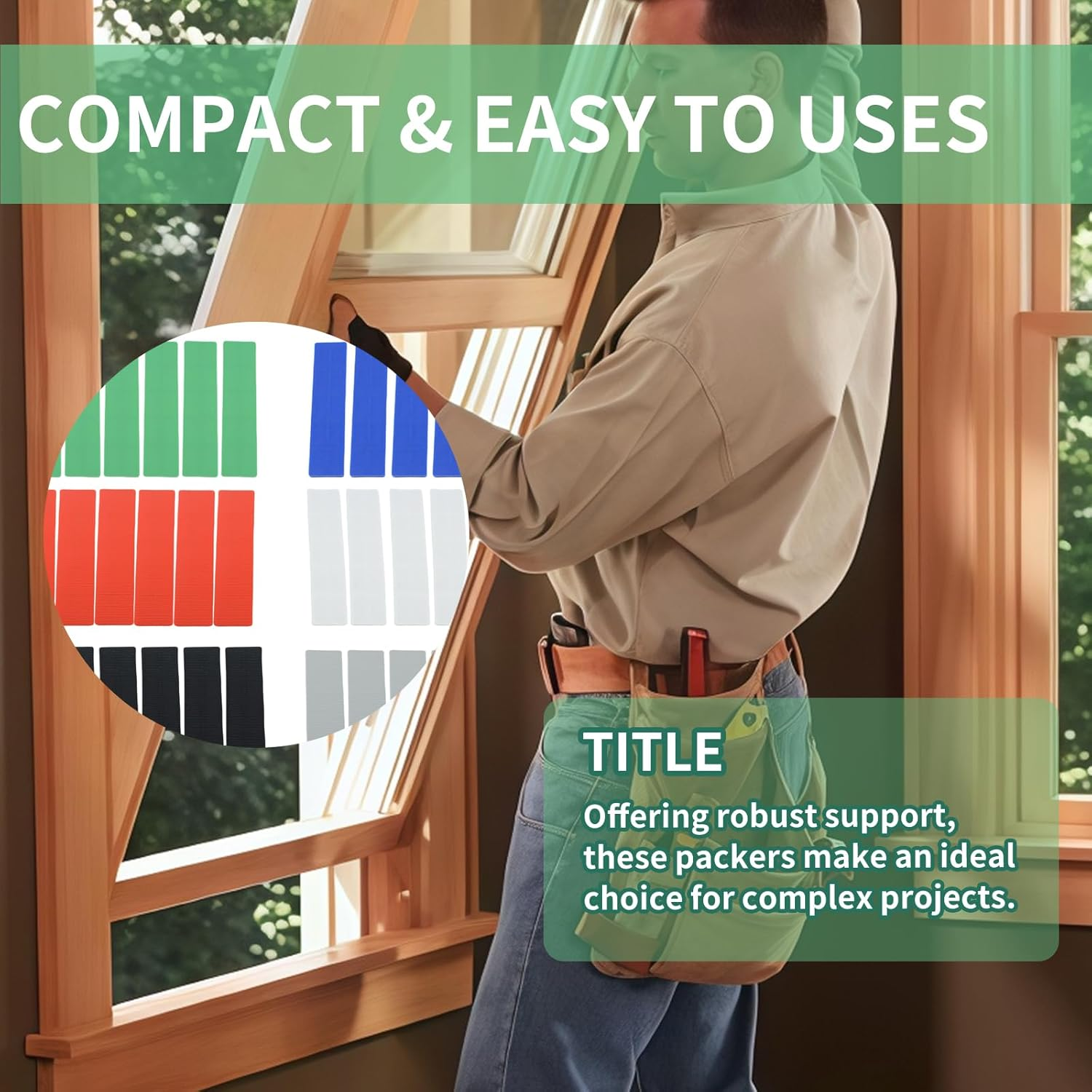 42 Pcs Shims Spacers Packers Plastic Packers, Mixed Pack 28Mm X 100Mm Flat Plastic Glazing Packers (1-6Mm) Shim Spacers for DIY, Home Improvement, Window image number 1