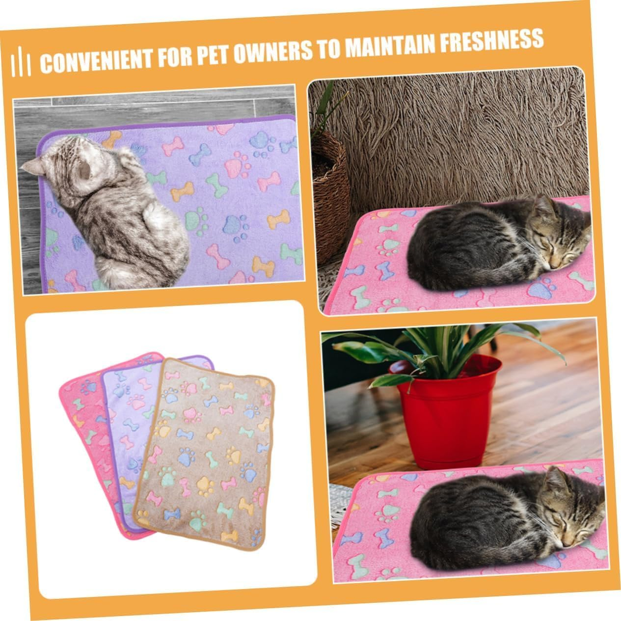 3Pcs Small Pet Sleep Blankets,Guinea Pig Blankets Small Animal Flannel Guinea Pig Cage Liners,Soft Puppy Sleep Blankets Small Puppy Sleep Blankets,Puppy Blankets Soft Warm Sleep Mat Puppy Blankets image number 1