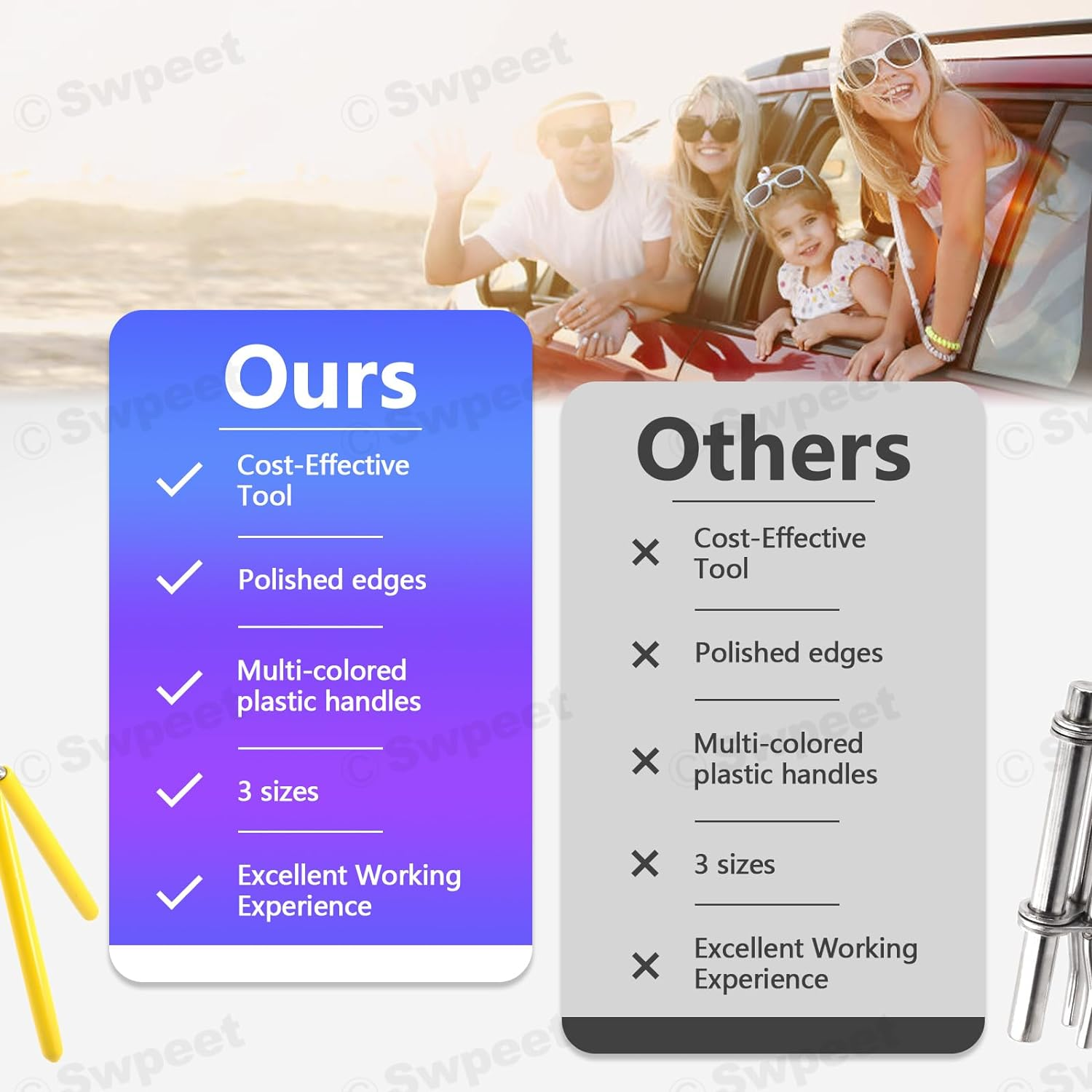 Swpeet 5Pcs Hydraulic Seal Installation Tool Hydraulic Cylinder Piston Repair Seal Tools U-Cup Rod Seal Twister Installation Tool with Pick and Hook Kit O-Rings Install Tool Set for Automotive（S/M/L） image number 2