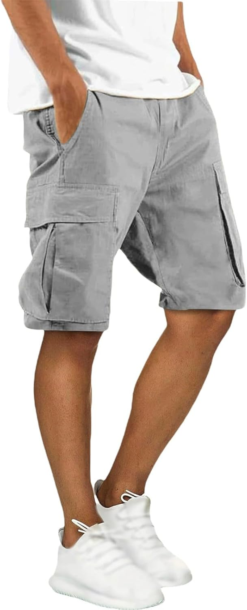 Men'S Cargo Shorts Knee Length Work-Shorts with Pockets Summer Relaxed Fit Dungarees Big and Tall Sweat Short Pants