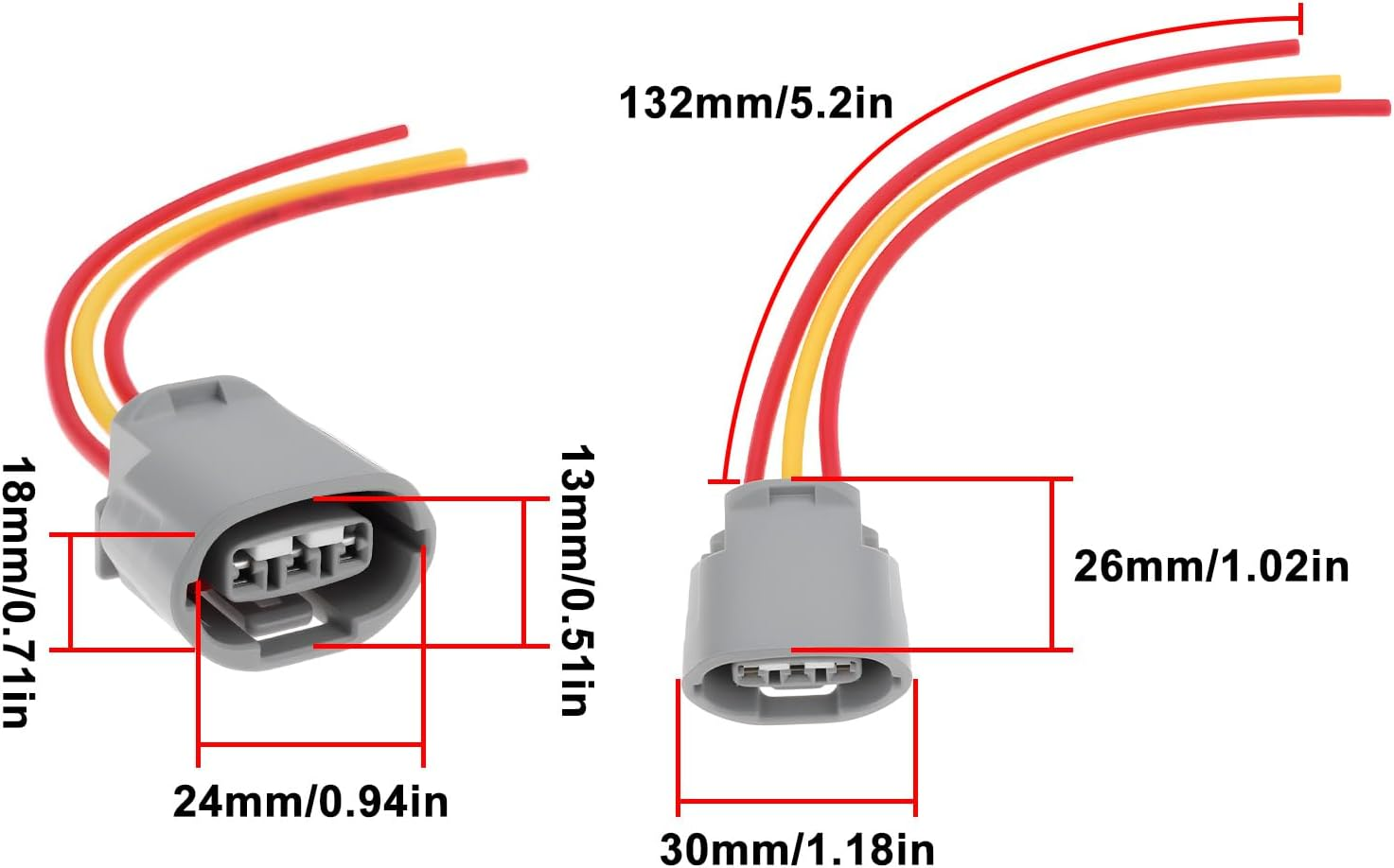 YINETTECH 2X Car Alternator Connector Plug 6189-0443 Compatible with Toyota Compatible with Acura 3-Pin