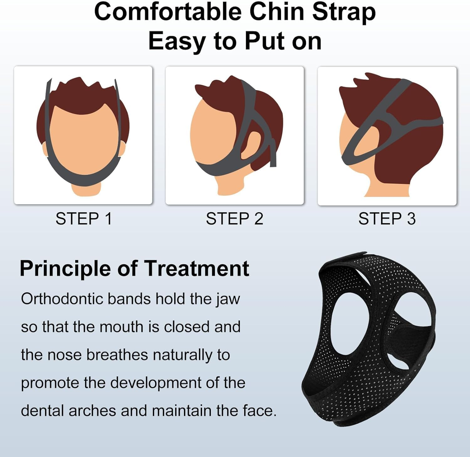Anti Snoring Device Anti-Slip Adjustable anti Snoring Chin Strap,Snoring Reduction Stop Snoring Device Snoring Solution,Professional Effective anti Dry Mouth Chin Strap Stop Noise Snoring Strap image number 4