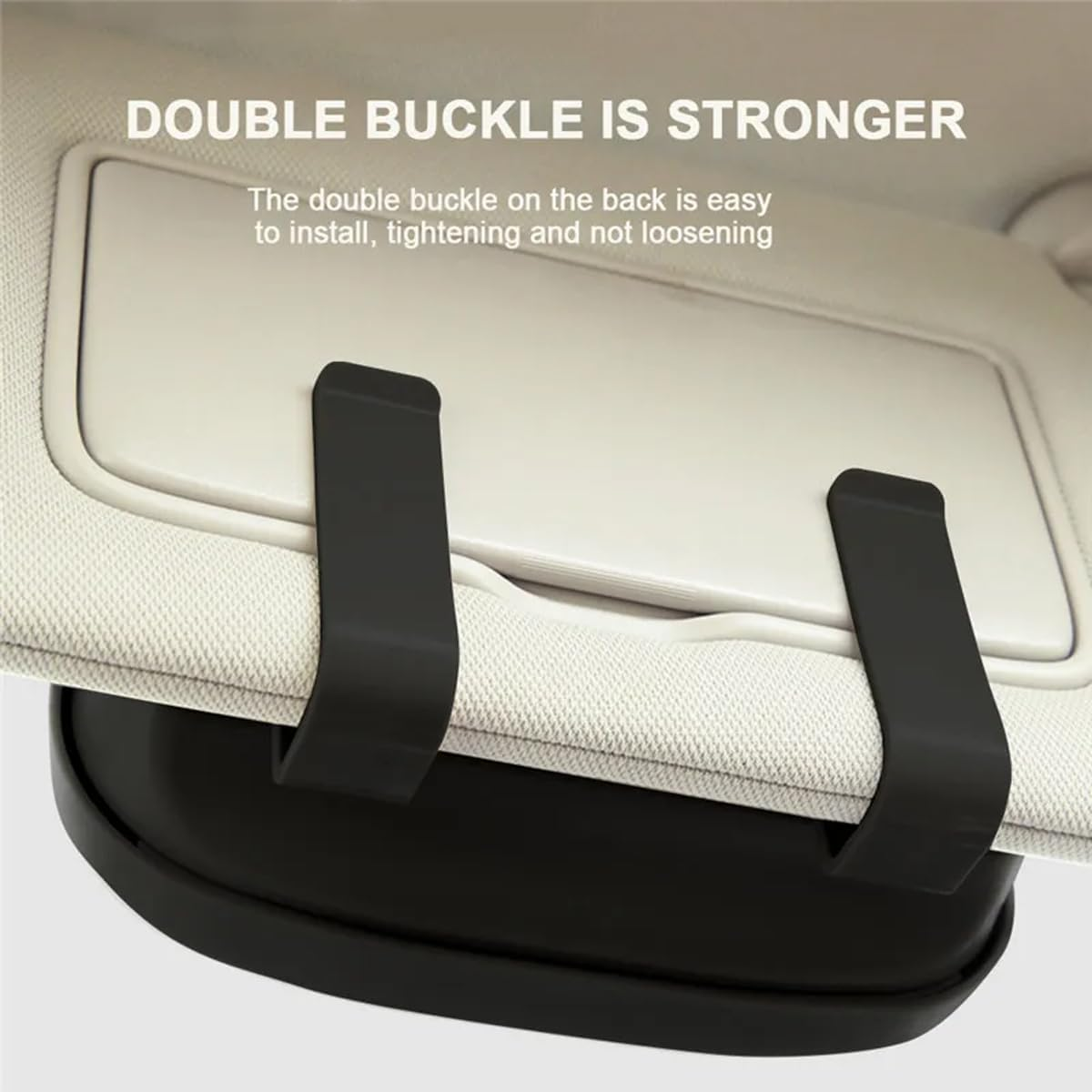 AIMALL Multi-Function Car Visor Glasses Case, Safety Glasses Storage Box with Magnetic Closure, Durable Sunglass Holder for Most Vehicles, 6.69X3.15X1.54 Inch - Black image number 7