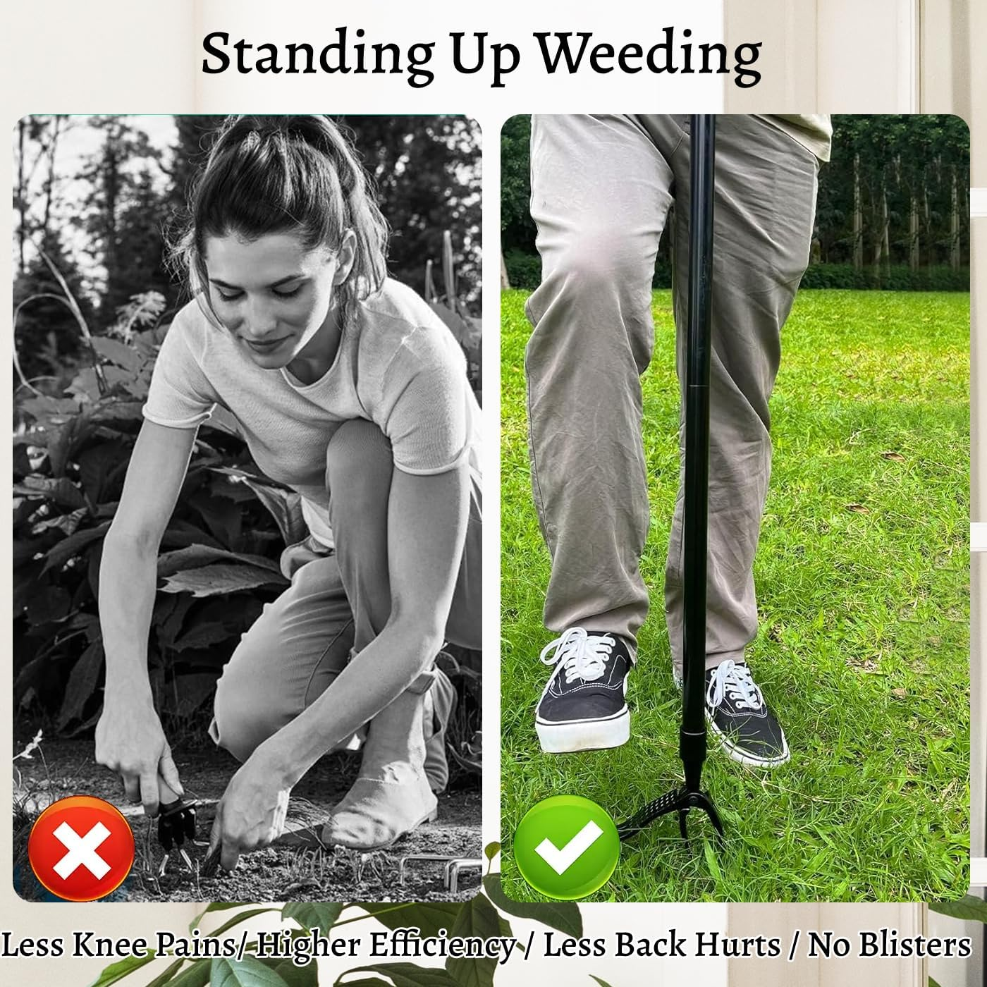 Weed Puller Tool,Stand up Weed Puller,Detachable Weed Puller,Weed Puller Tool with Long Handle,Garden Weeder Tool,4 Claw Stand up Weeder, Weeding Tool for Dandelions Root image number 5