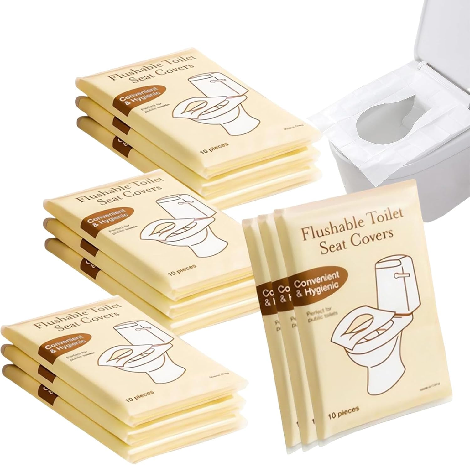 120 Pcs Disposable Toilet Seat Covers,Flushable Paper Toilet Seat Cover with Individually Wrapped,Portable Disposable Travel Toilet Seat Covers for Travel,Public Restrooms,Airplane,Camping,Road Trips