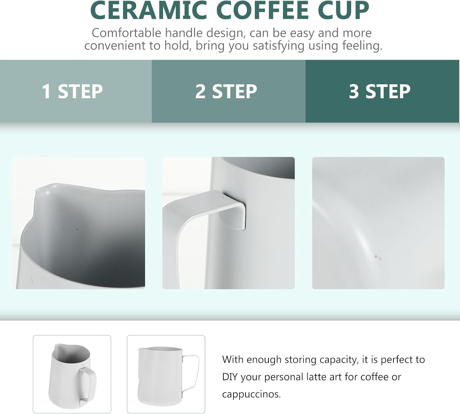 Balacoo 600Ml White Stainless Steel Milk Frothing Pitcher with Non-Stick Coating Thickened Coffee Frother Cup for Latte Art and Espresso Milk Steaming image number 6