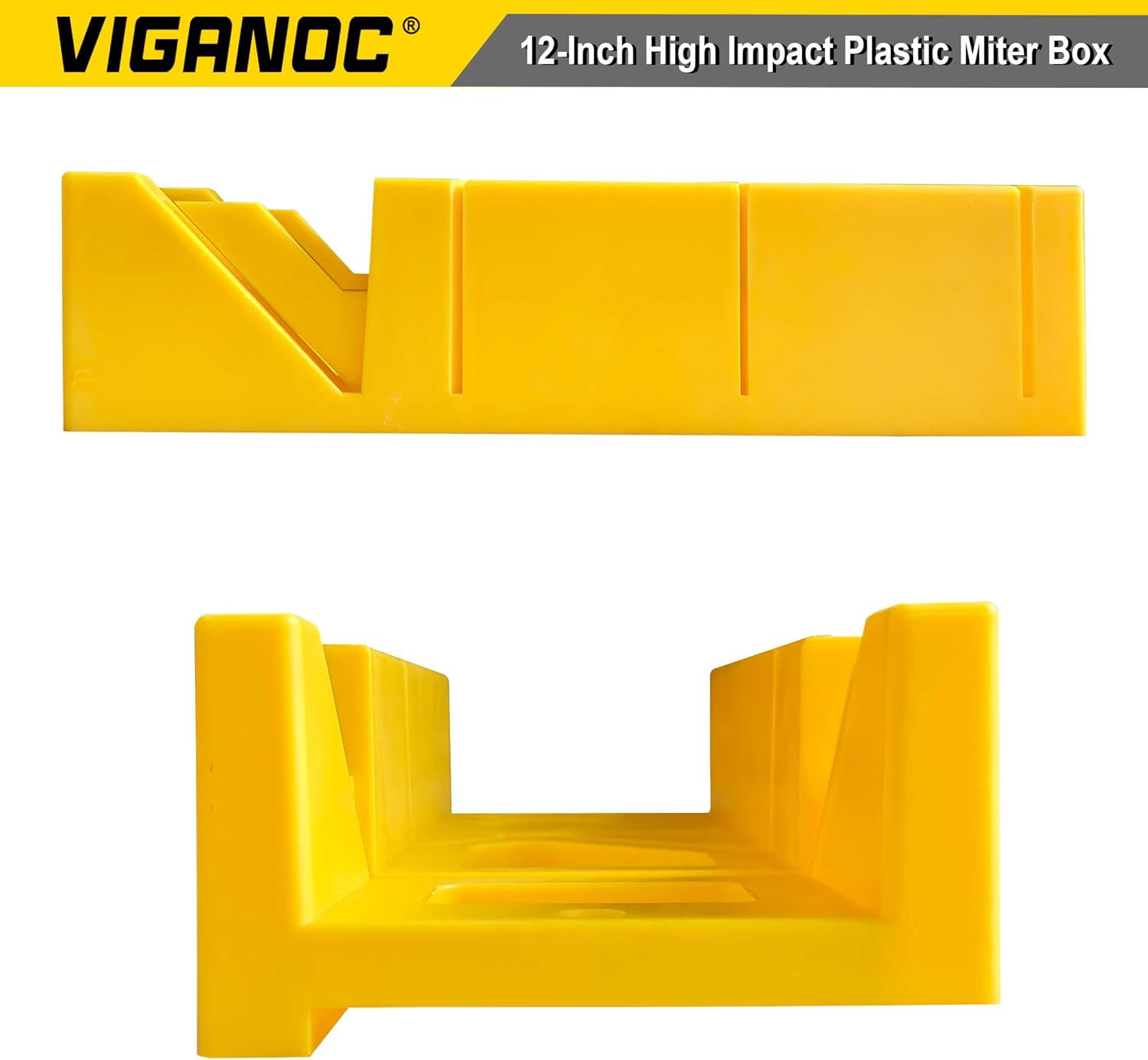 Viganoc 12-Inch High Impact Plastic Mitre Box, 3 Way Action Hacksaw Miter Box for Woodworking, DIY, Home Decoration