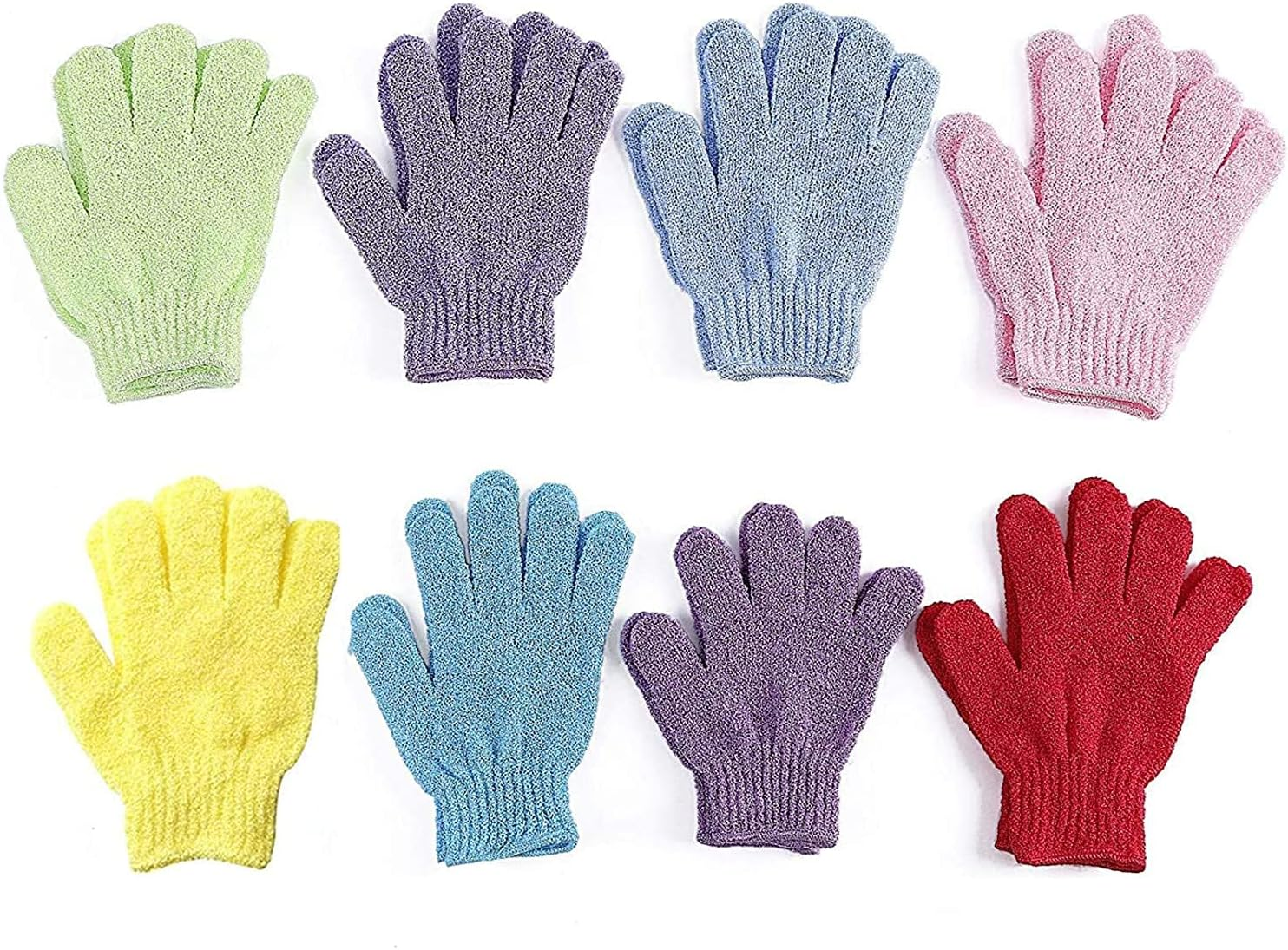 7 Pairs Double Sided Exfoliating Gloves Body Scrubber Scrubbing Glove Bath Mitts Scrubs for Shower, Body Spa Massage Dead Skin Cell Remover, 7 Colors image number 5