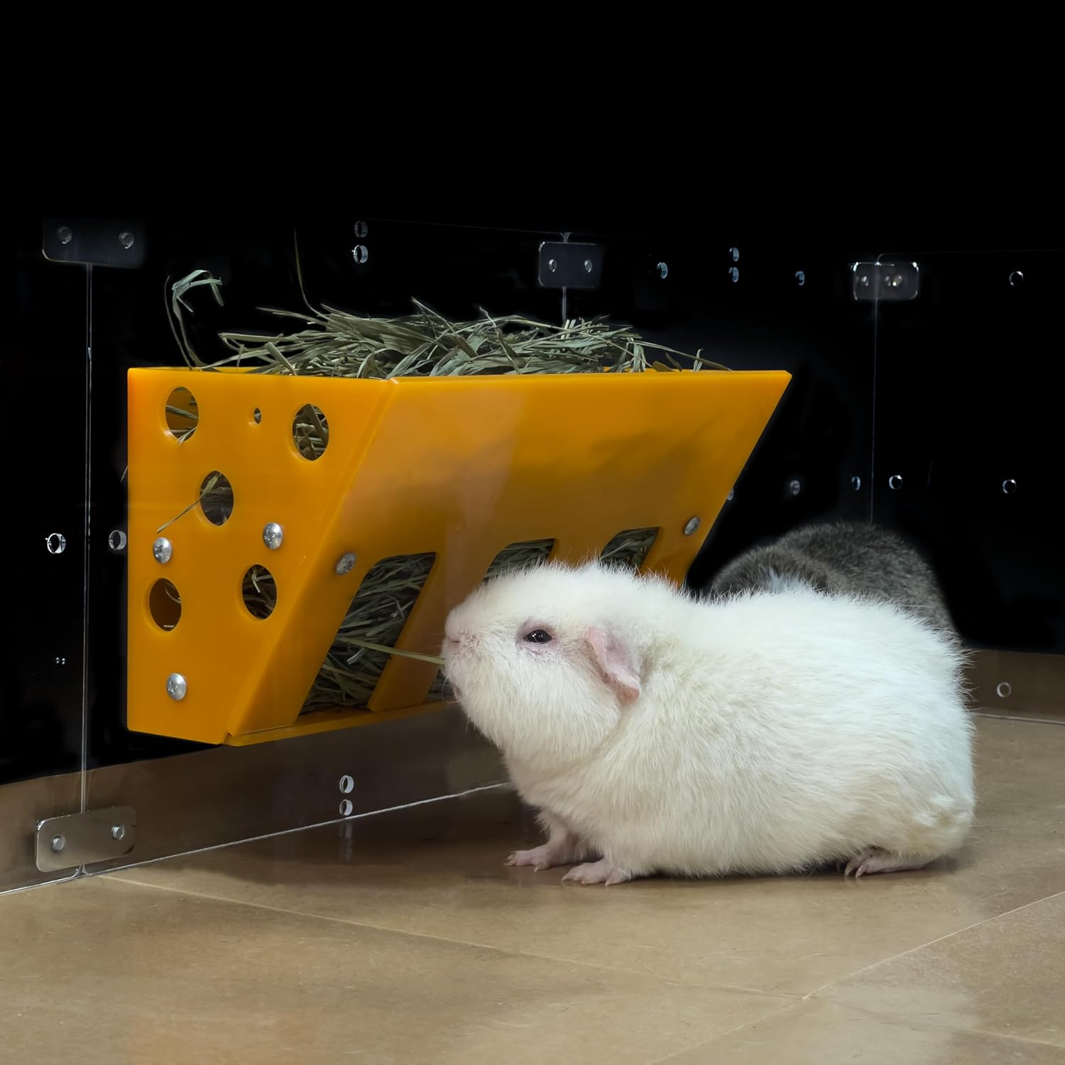 Guinealoft&trade; Hay Feeder (Yellow) - Ultimate Hay Feeder for Small Pets like Guinea Pigs, Rabbits & Chinchillas. Designed & Made by Seasoned Owners Who Tried Everything Out There - Guinealoft Exclusive