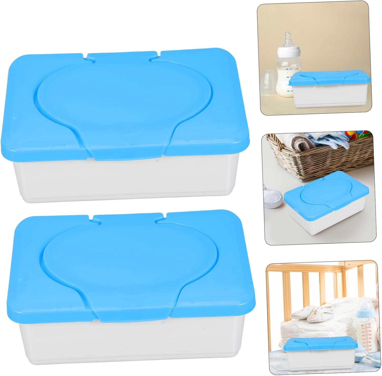 CANIGHT 2Pcs Portable Wipes Dispenser Lid Refillable Tissue Box for Home and Travel Convenient Cleanliness Holder for Nursery and Bathroom Use image number 6