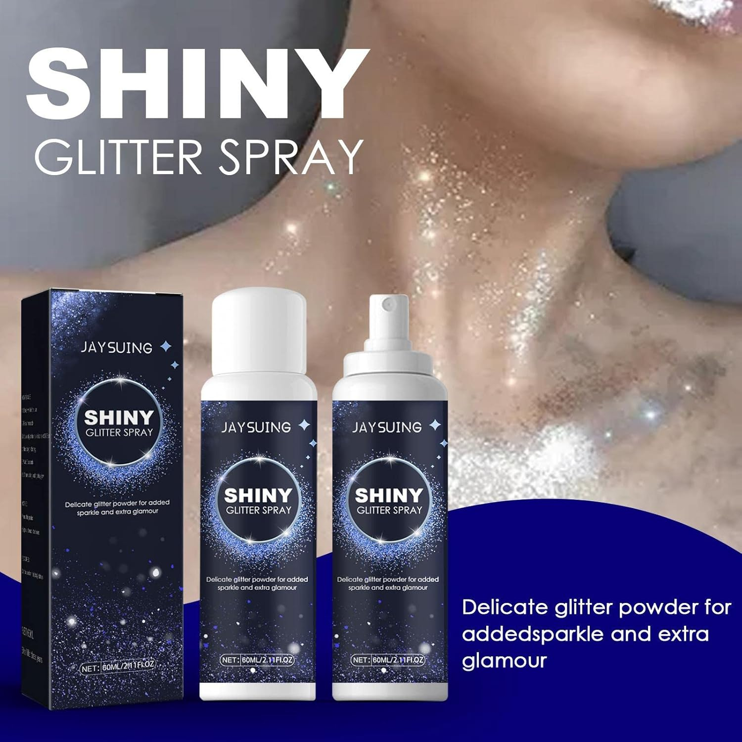 Eigell 60Ml Shiny Glitter Spray Sparkly Shimmery Glow Hair Highlighter Holographic Sprays Glitter Spray for Party Nightclub image number 6