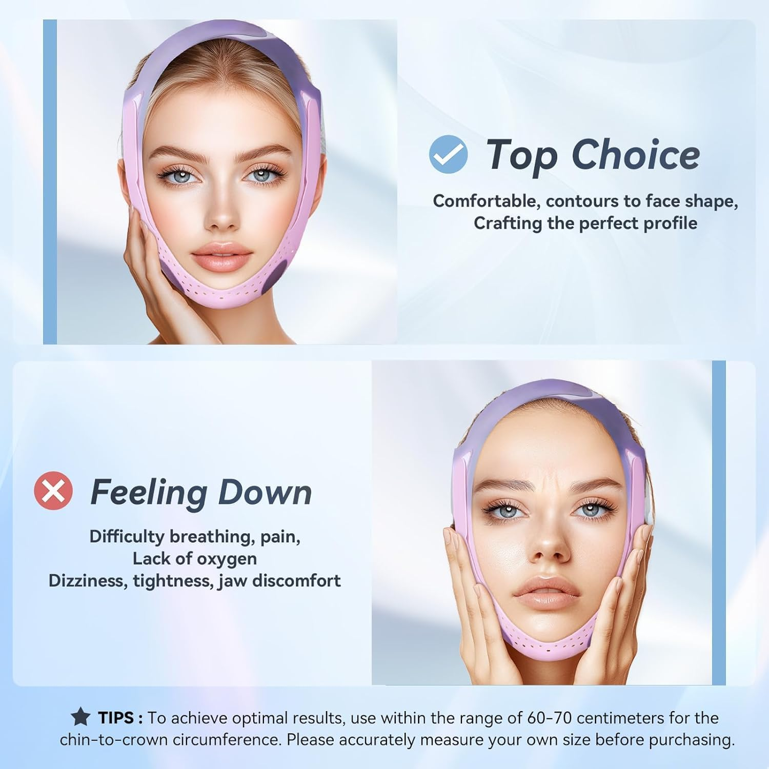 Chin Strap for Face Contouring，Reusable V Line Soft Silicone Mask - Double Chin Shaping, Adjustable, Breathable Fabric，Jawline Shaper for Women & Men anti Snoring Devices for Sleep Home Working Travel Yoga image number 5