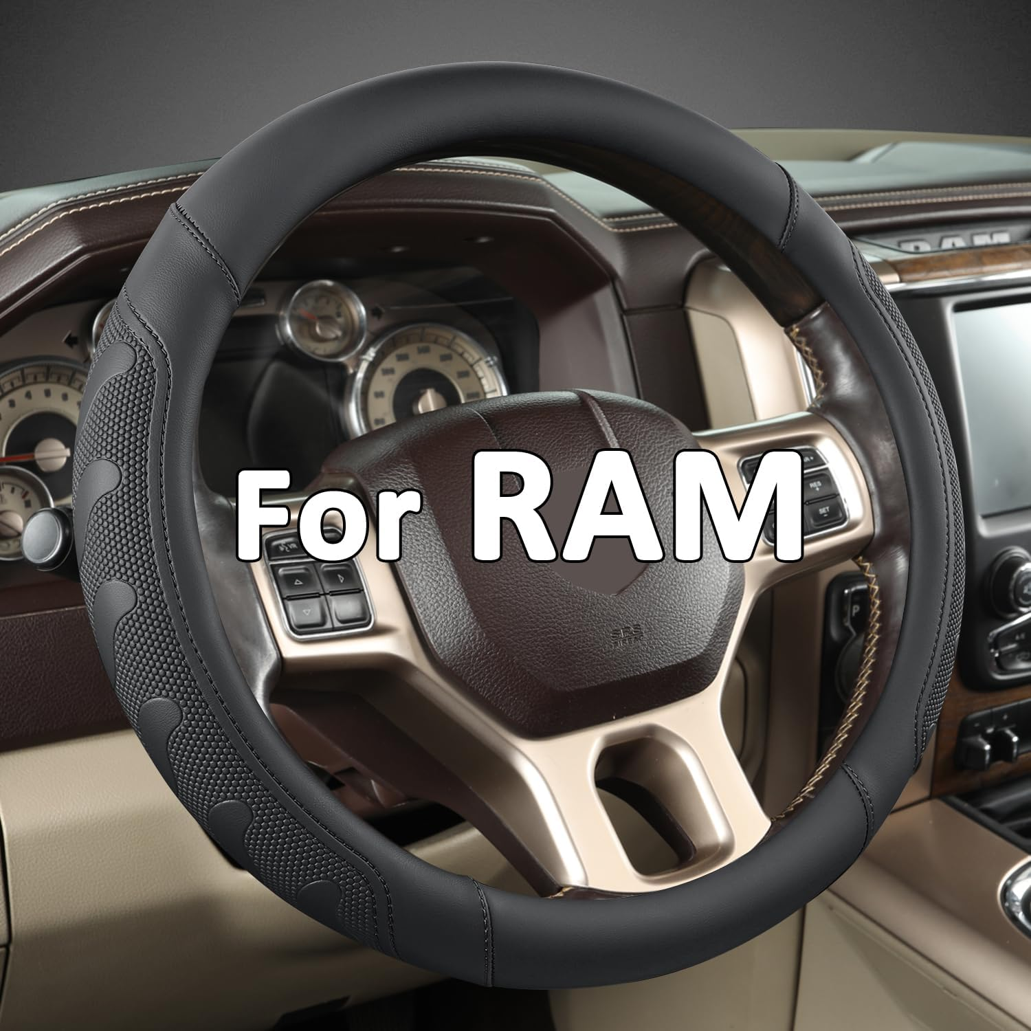 GIANT PANDA Steering Wheel Cover for Dodge Ram 1500 - Car Steering Wheel Covers for Dodge Ram 2500 3500 15.5-16 Inch - Blue