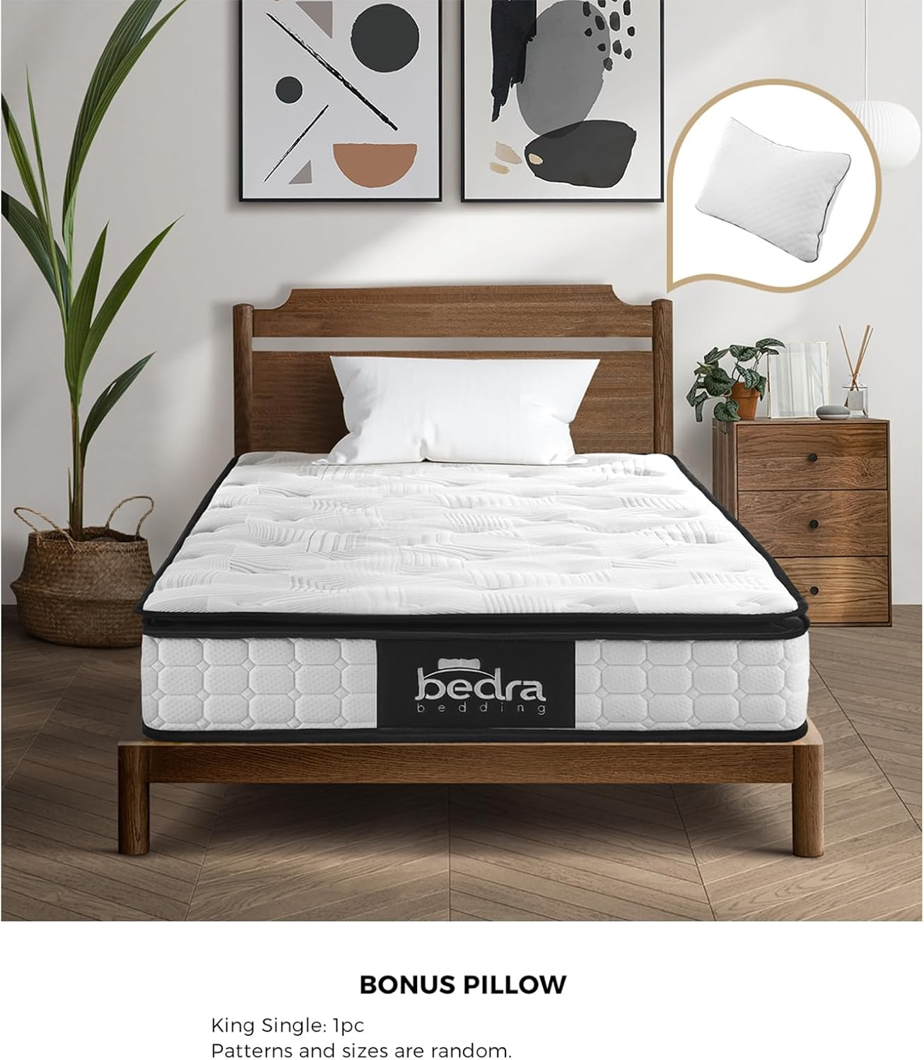 King Single Mattress BEDRA BEDDING 22Cm King Single Bed Mattress with 2Pcs Pillows Cool Gel with Bonnell Spring image number 6