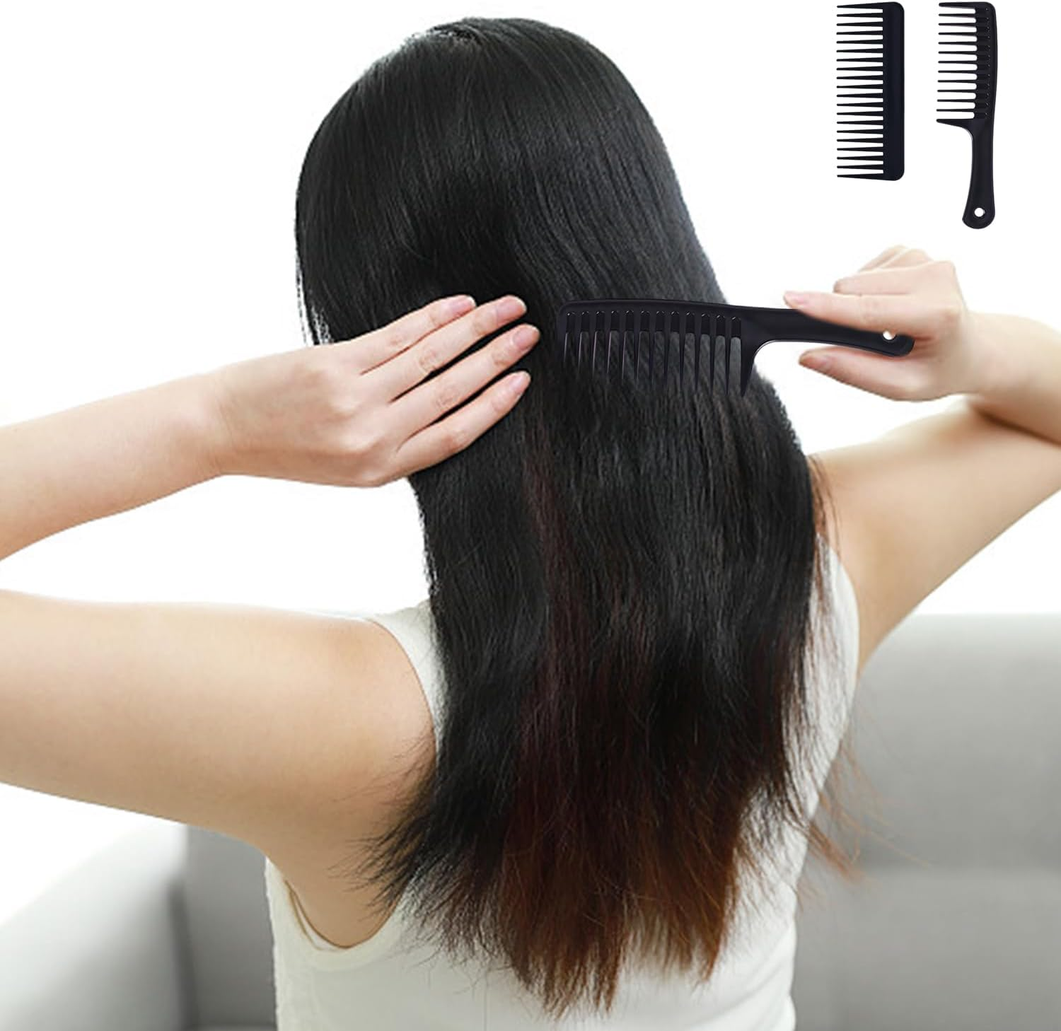 Pack of 4 Wide Teeth Combs, Plastic Combs, Hair Styling Tools, Hairdressing Tools, Lightweight and Durable Combs, Suitable for Home and Hairdressing Salon image number 1