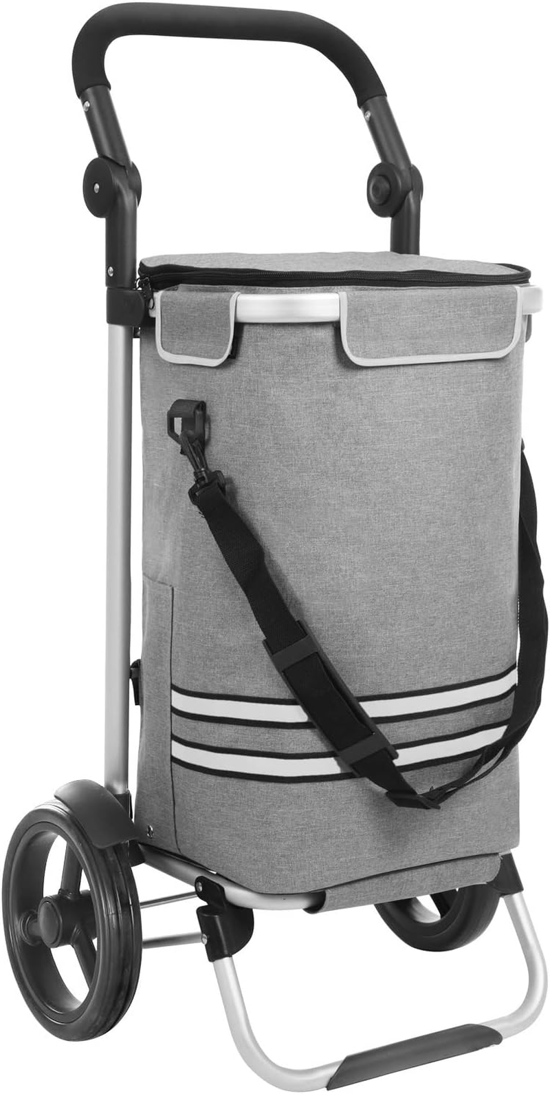 SONGMICS Shopping Trolley, Foldable Shopping Cart, Solid, with Insulated Cooling Bag, Large Capacity 35L, Multifunctional Luggage Cart with Wheels, Detachable Backpack, Blue KST02BU