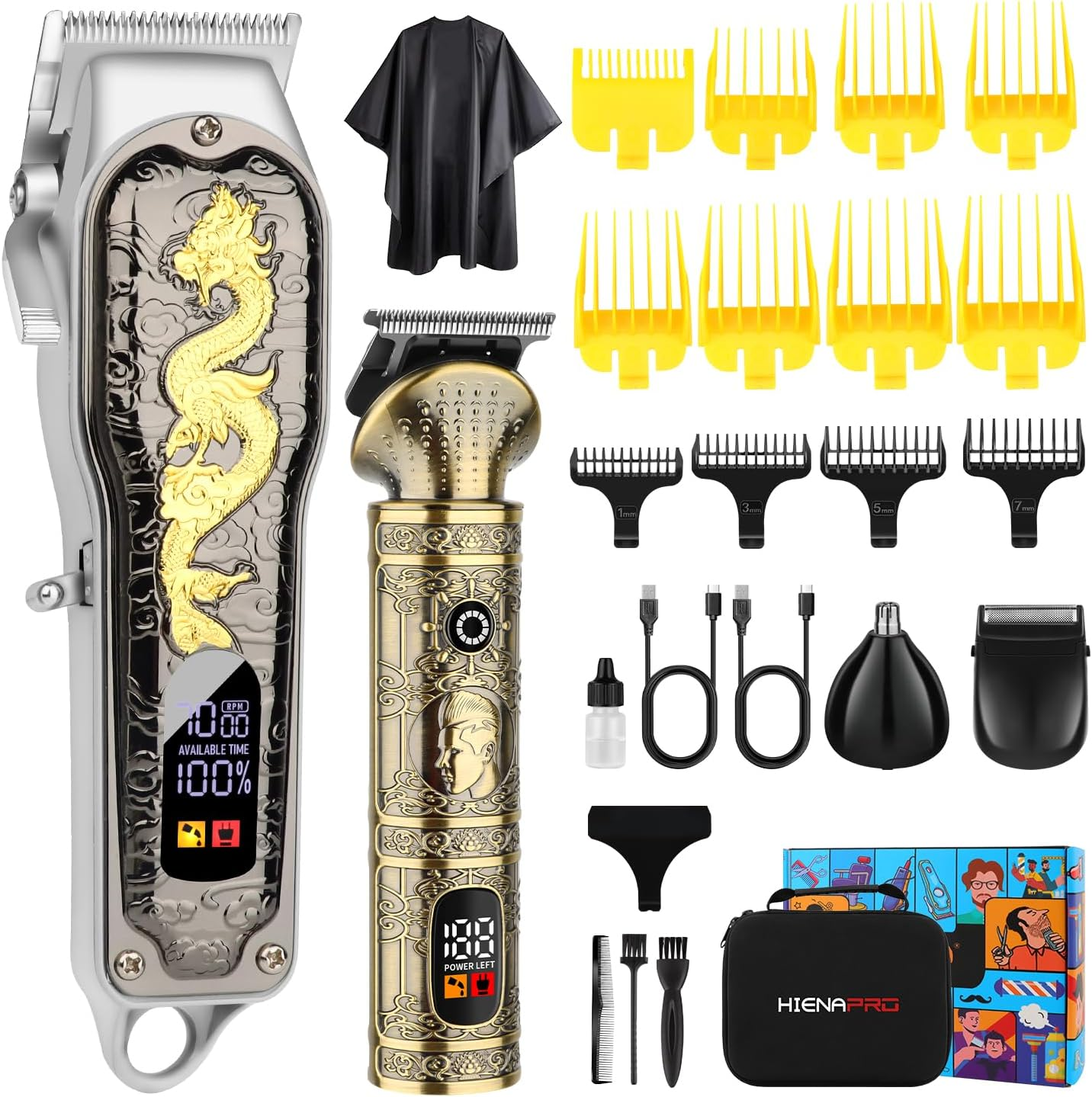 HIENA Pro Fessionelle Hair Trimmer for Men, Cordless Rechargeable Hair Clipper and Trimmer Set, Hair/Beard Trimmer and Electric Care Kit, Nose Hair Trimmer, Hair Trimmer image number 5