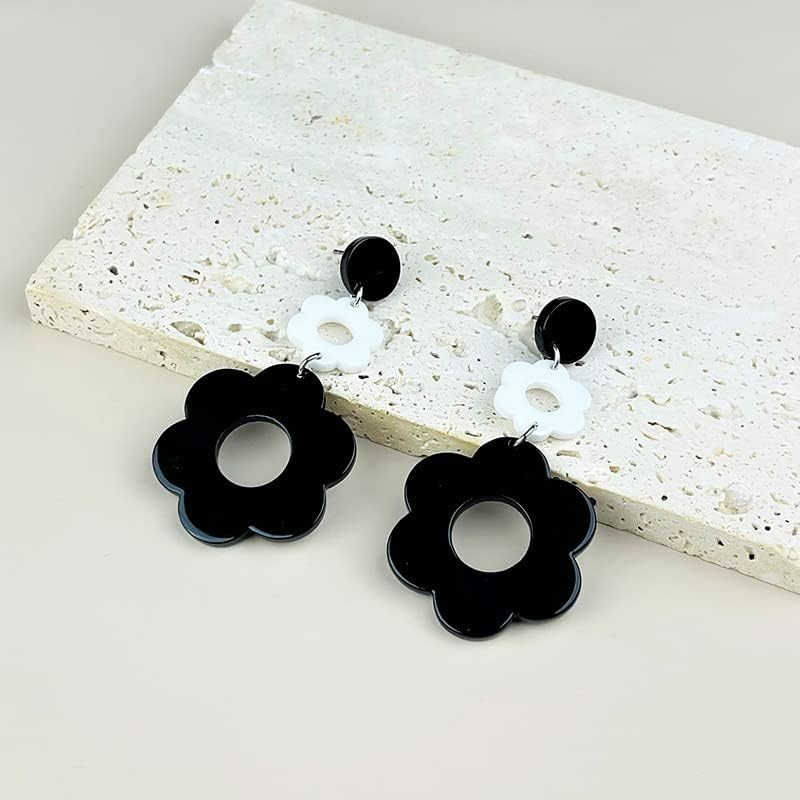 60 70S Big Acrylic Daisy Flower Petal Drop Dangle Earrings Stud Resin Floral for Women Girls Colorful Summer Y2K Holiday Jewelry image number 6