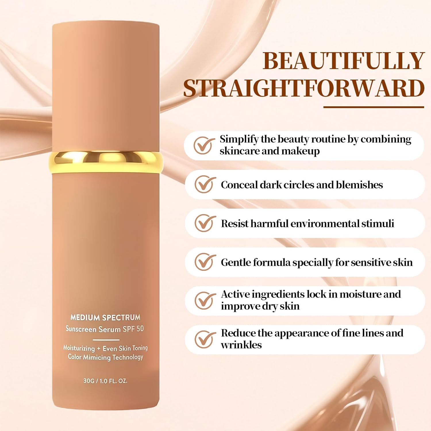 Depehelp Foundation 4 in 1 - Color Changing Foundation, Medium Spectrum, Hypoallergenic Hydrating Liquid Concealer, Long-Lasting & Waterproof Natural Finish for All Skin image number 4