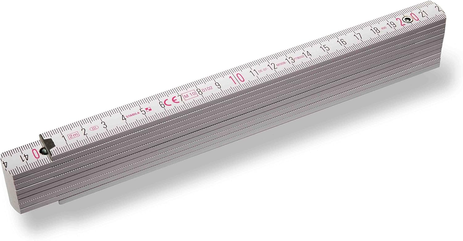 STABILA 14348 Wooden Folding Ruler Type 407 N 2 M Natural Metric Scale