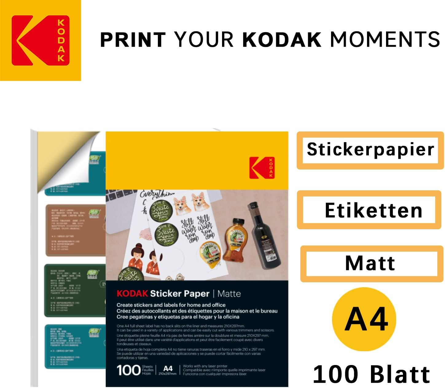 Kodak Matte A4 Sticker Paper (100 Sheets) image number 4