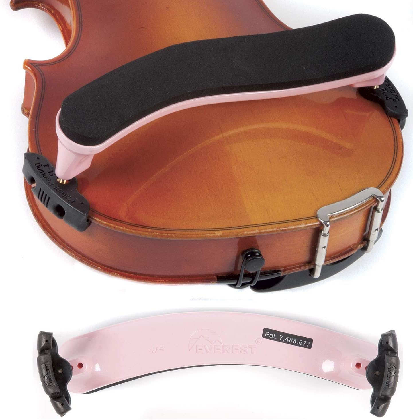 Everest Light Pink Spring Collection Size (4/4) Violin Adjustable Shoulder Rest image number 1