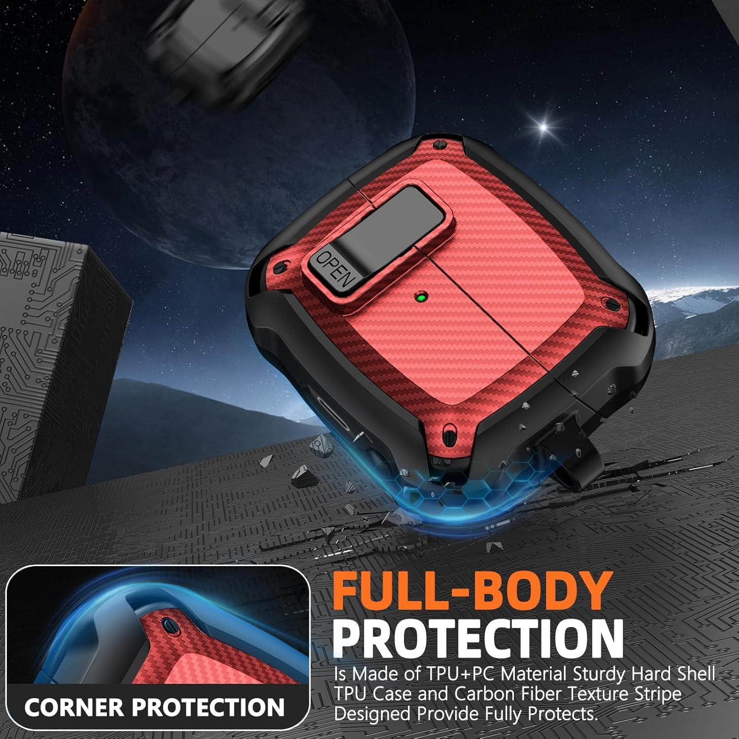 Compatible with Samsung Galaxy Buds 3 Case & Galaxy Buds 3 Pro Case,Full Body Shockproof Hard Shell Protection Design,With Secure Lock Clip image number 4