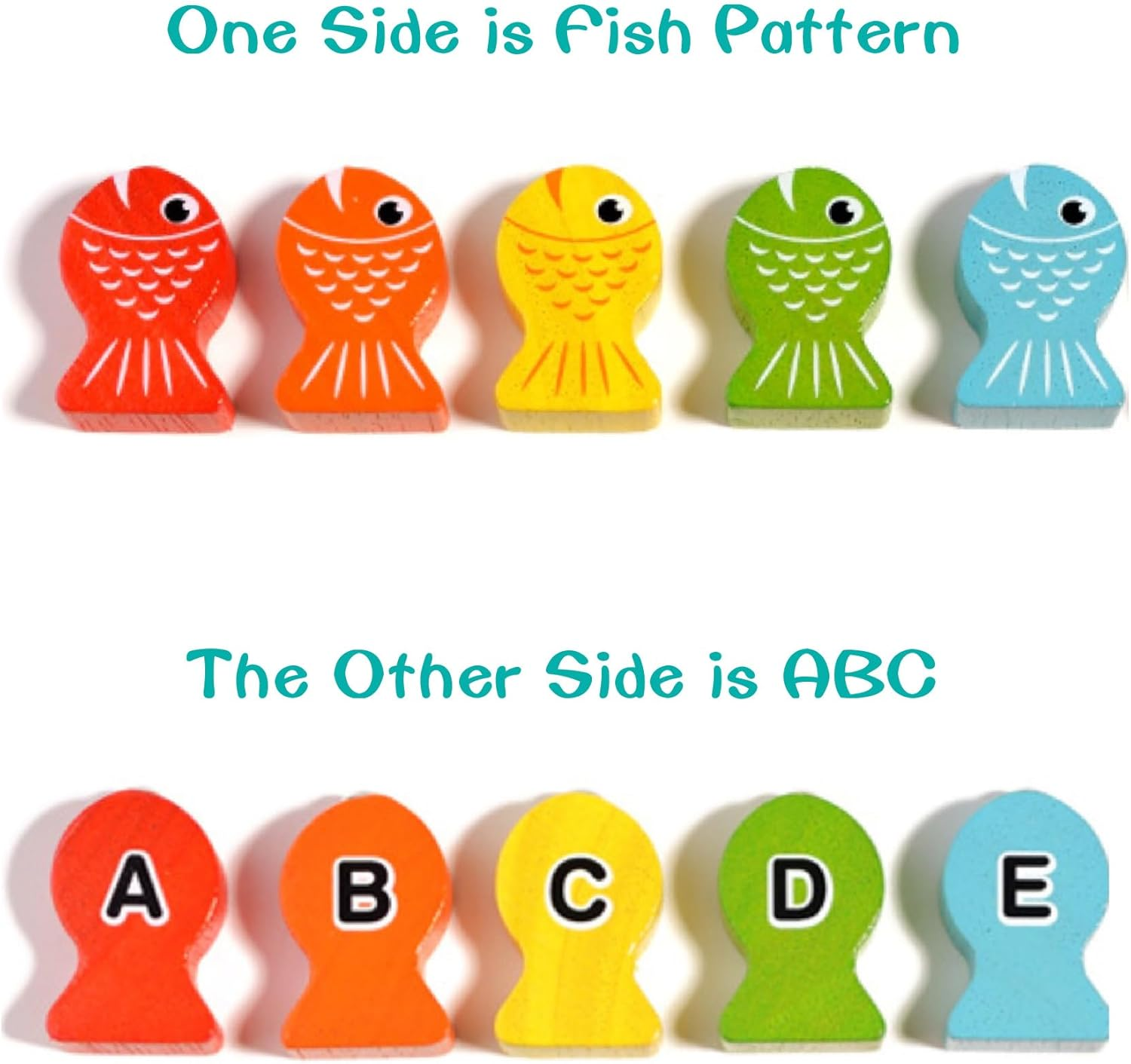 Magnetic Fishing Game, Montessori Wooden Educational Toys for Toddler Kids Learnig ABC Alphabet & Color Sorting,Fine Motor Skill Toys for 2 3 4 Years Old Toddler Boys Girls Gift