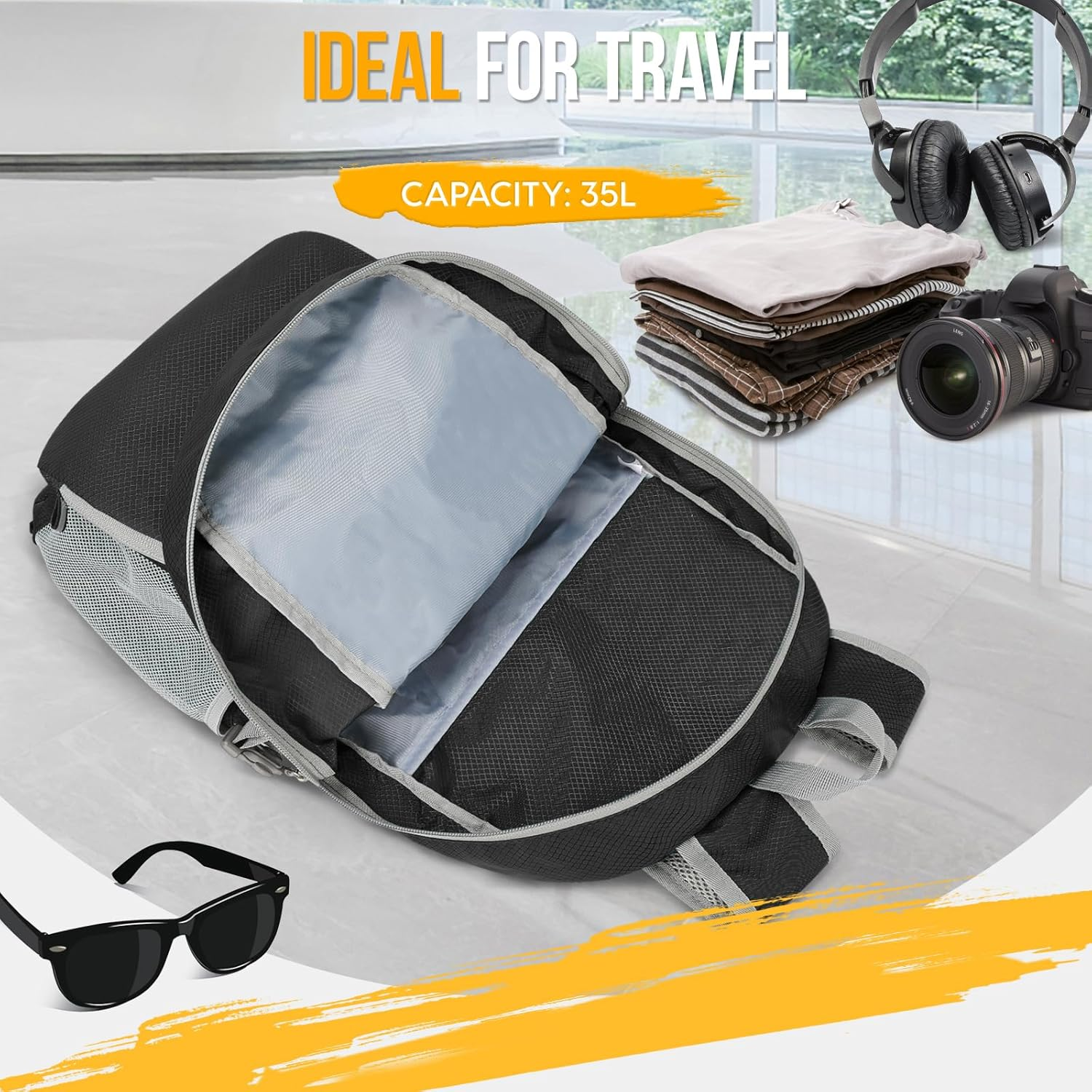 ZOMAKE Foldable Backpack 35L - Lightweight Packable Hiking Daypack Water Resistant Folding Backpacks for Travel Camping Outdoor