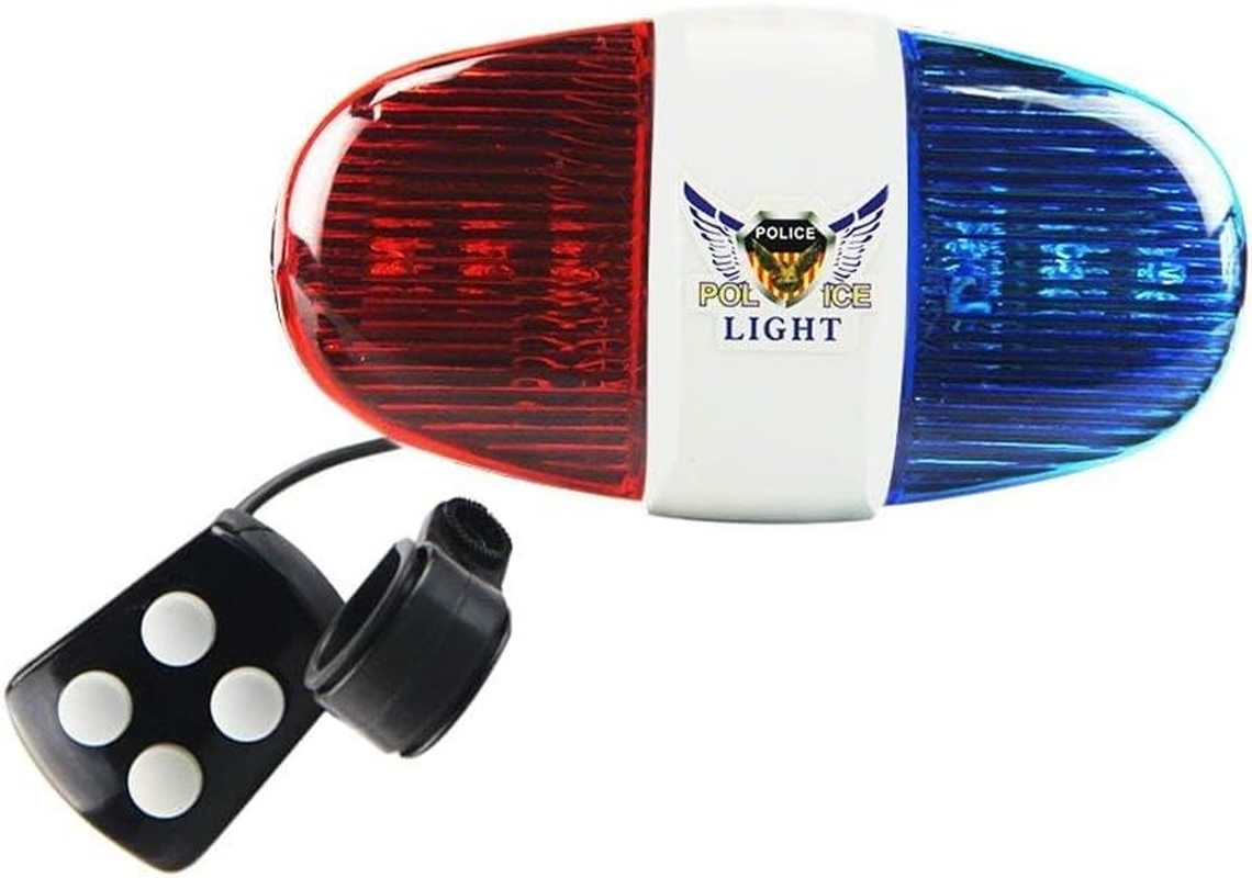 Kids Bike Police Sound LED Light - Electronic Horn Bike, Police Siren, Trumpet Sounds, Safety Light, Waterproof, Christmas Birthday Gift Present for Your Children (Batteries Not Included)