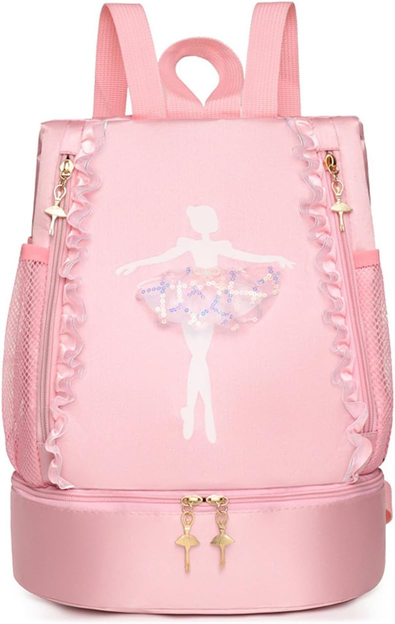 Ballet Dance Backpack with Separate Shoe Compartment,Ballet Dance Bag,Ballerina Bag for Dancer, Small Duffle Bag for Girl