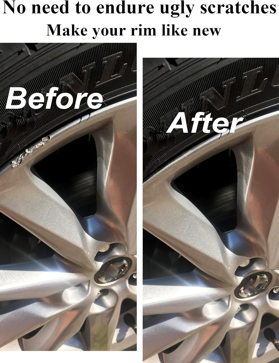 SYOAUTO Silver Rim Touch up Paint Rim Scratch Repair Pen Wheel Touch up Paint Car Rim Paint Pen Universal Color Silver Wheel Paint (Silver) - Silver image number 4