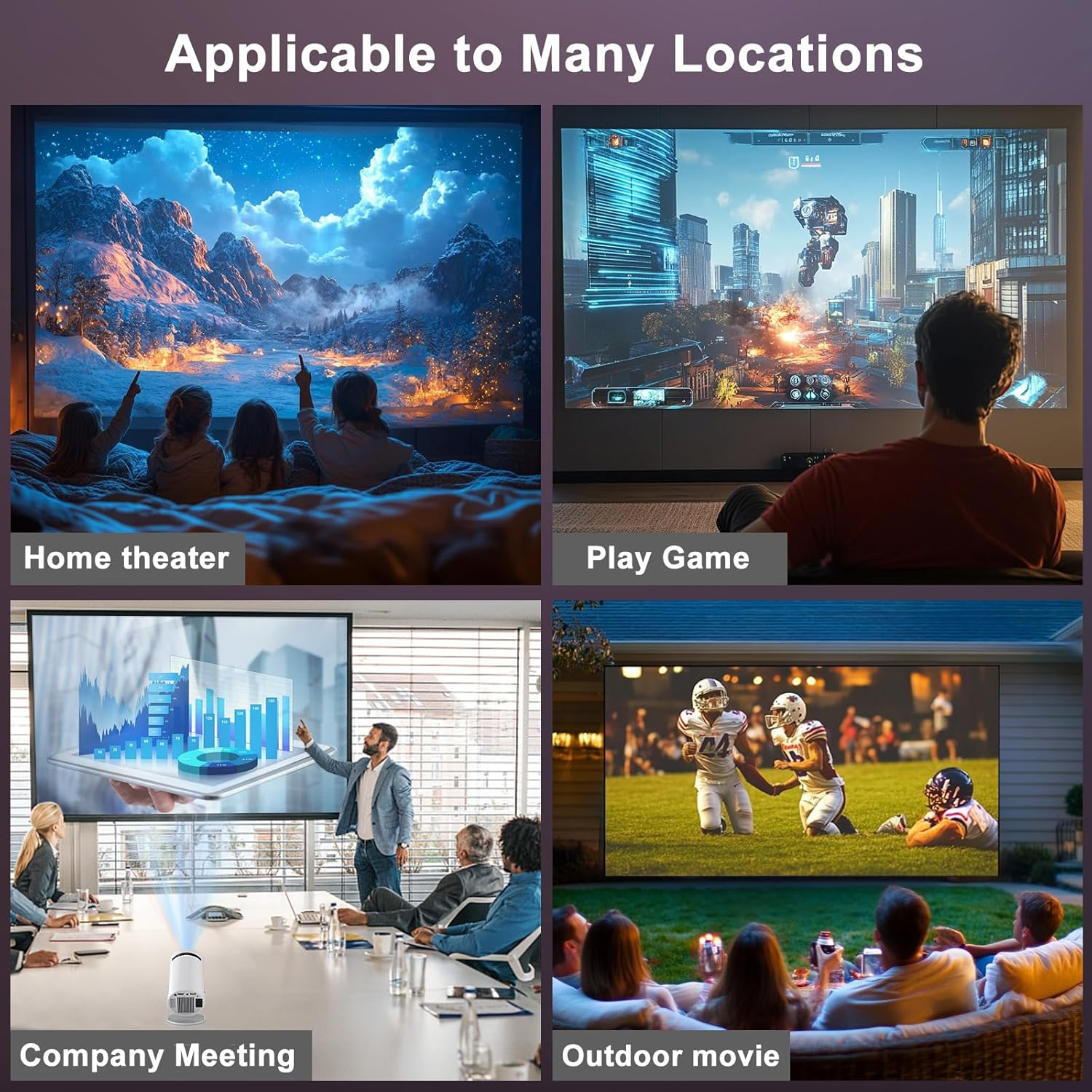 UWECAN Mini Projector Supports 4K 1080P, Smart Projector with Auto Focus and Auto Keystone Correction, Portable Projector with Wifi and Bluetooth, 180&deg; Rotatable Outdoor/Home Movie Projector image number 4