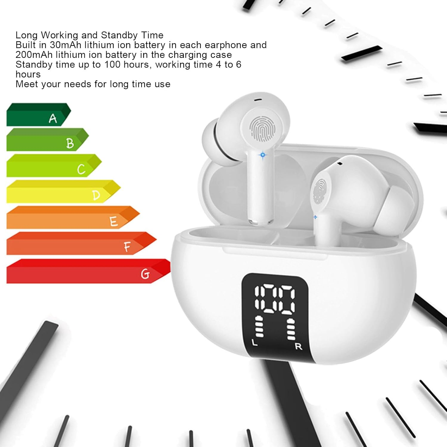 XUMIUZIY Language Translator Earbuds, Two-Way Translator Device with 144 Languages Online, Voice Translator Device with Dual Mic & Charging Case, for IOS &