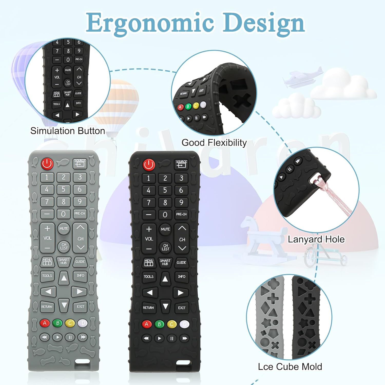 MR.TIMELAG Baby Remote Teether Toys - 2 Pack Silicone Teethers for Infants 3+ Months, Bpa-Free Chew Toys with Textured Surface & Easy Grip - Soothing Gum Relief for Newborns & Toddlers image number 2