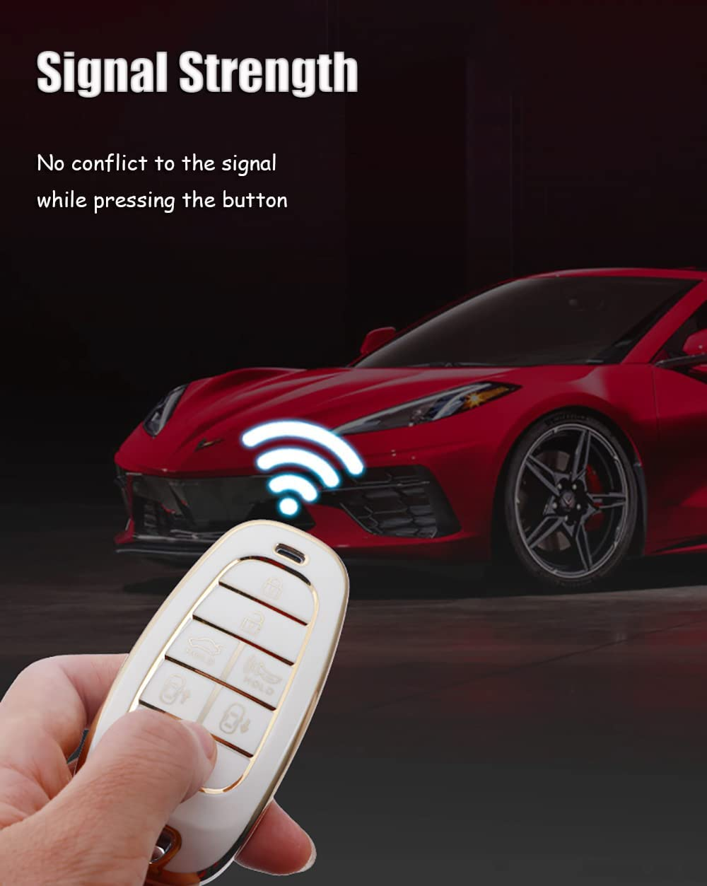 Ontto Car Key Fob Cover Fit for Hyundai Santa Fe Tucson 2022 Nexo NX4 Atos Solaris Prime 2021 Key Case TPU Remote Key Shell Holder Bag Keychain Keyring Protector Accessories 6 Buttons Black image number 5