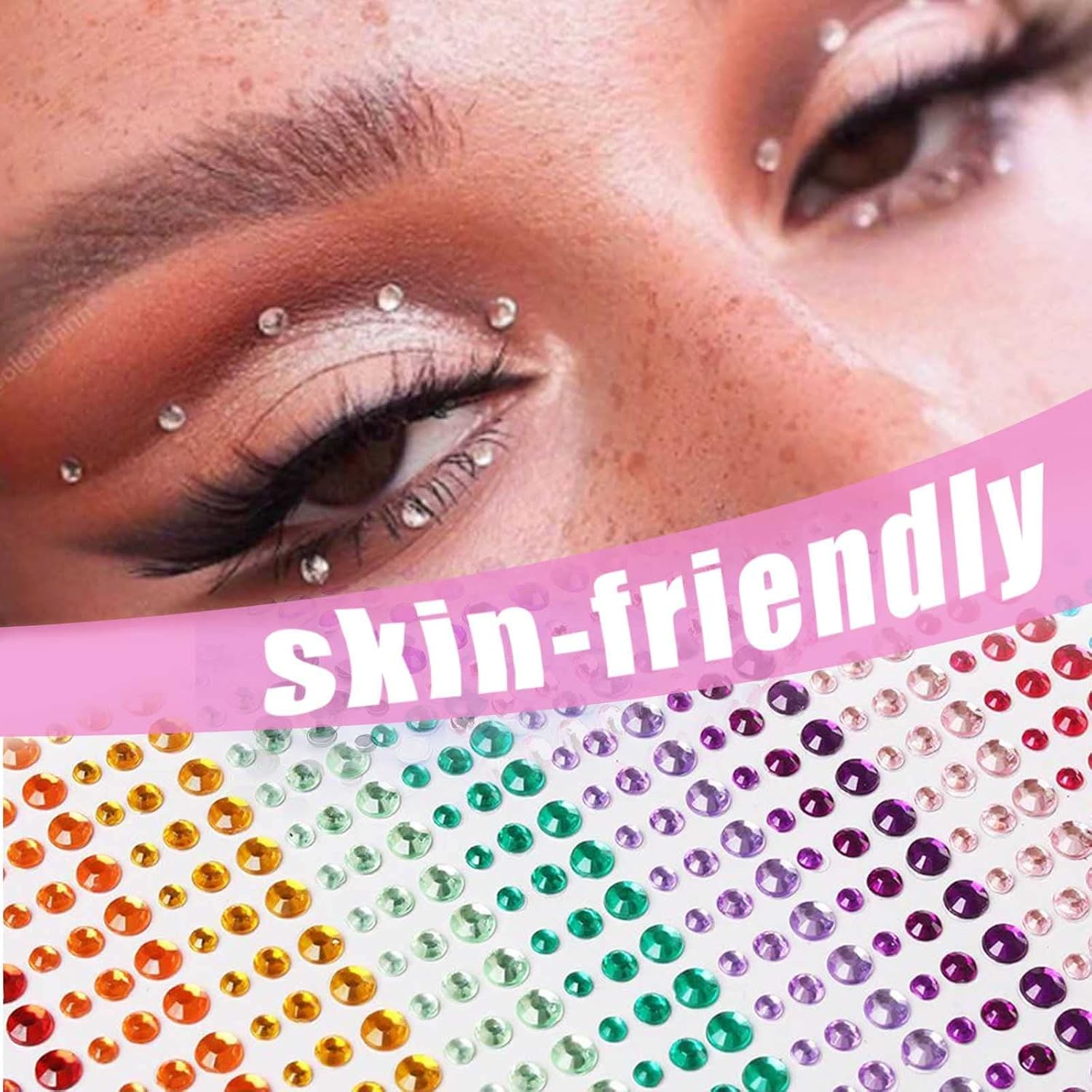 Bymivofun 1800Pcs Self Adhesive Rhinestone Gems with Tweezers 3-5Mm Colorful Rhinestone Stickers for DIY Fingernail Mobile Phone Clothing Decorations