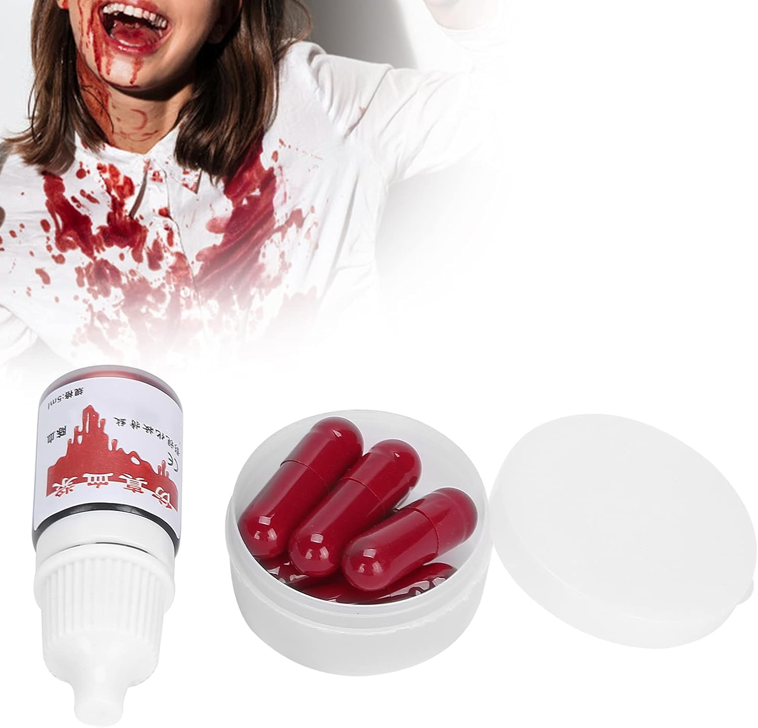 Fake Blood Capsules, Practical Safe and Reliable Fake Blood Pill Convenient for Theater Film, Special Effects image number 2