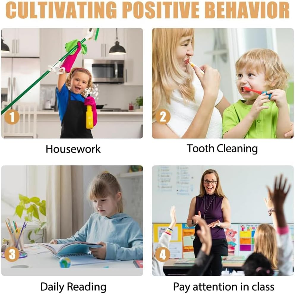 Wooden Reward Jar for Kids Daisy Flower Cutouts Positive Incentive Behavior Chart with Base Management Tools Decoration Reward System for Student Teacher School Classroom Supplies (Stars)