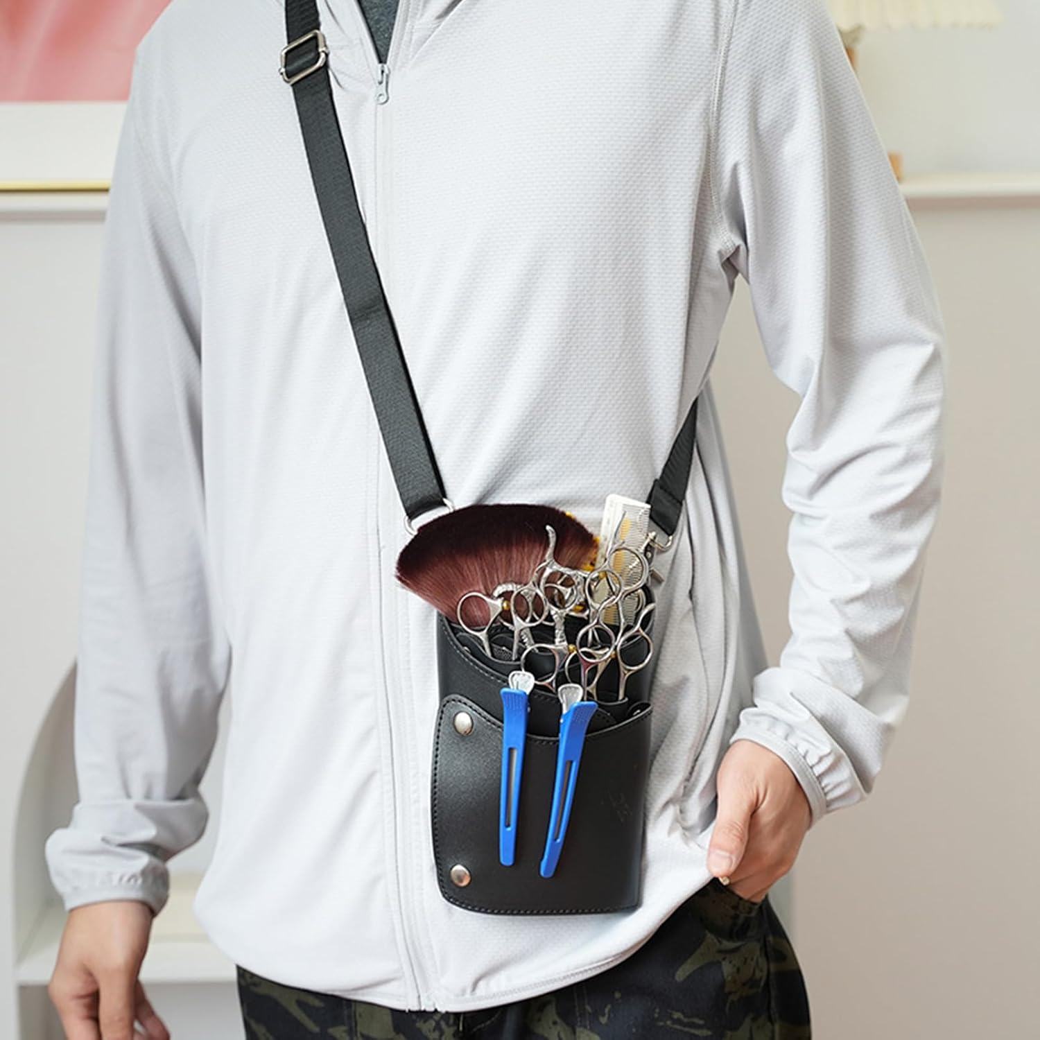 Scissors Salon Barber Hairdressing Scissor Bag Holder Hair Stylist Tool Waist Bag Convenient image number 1