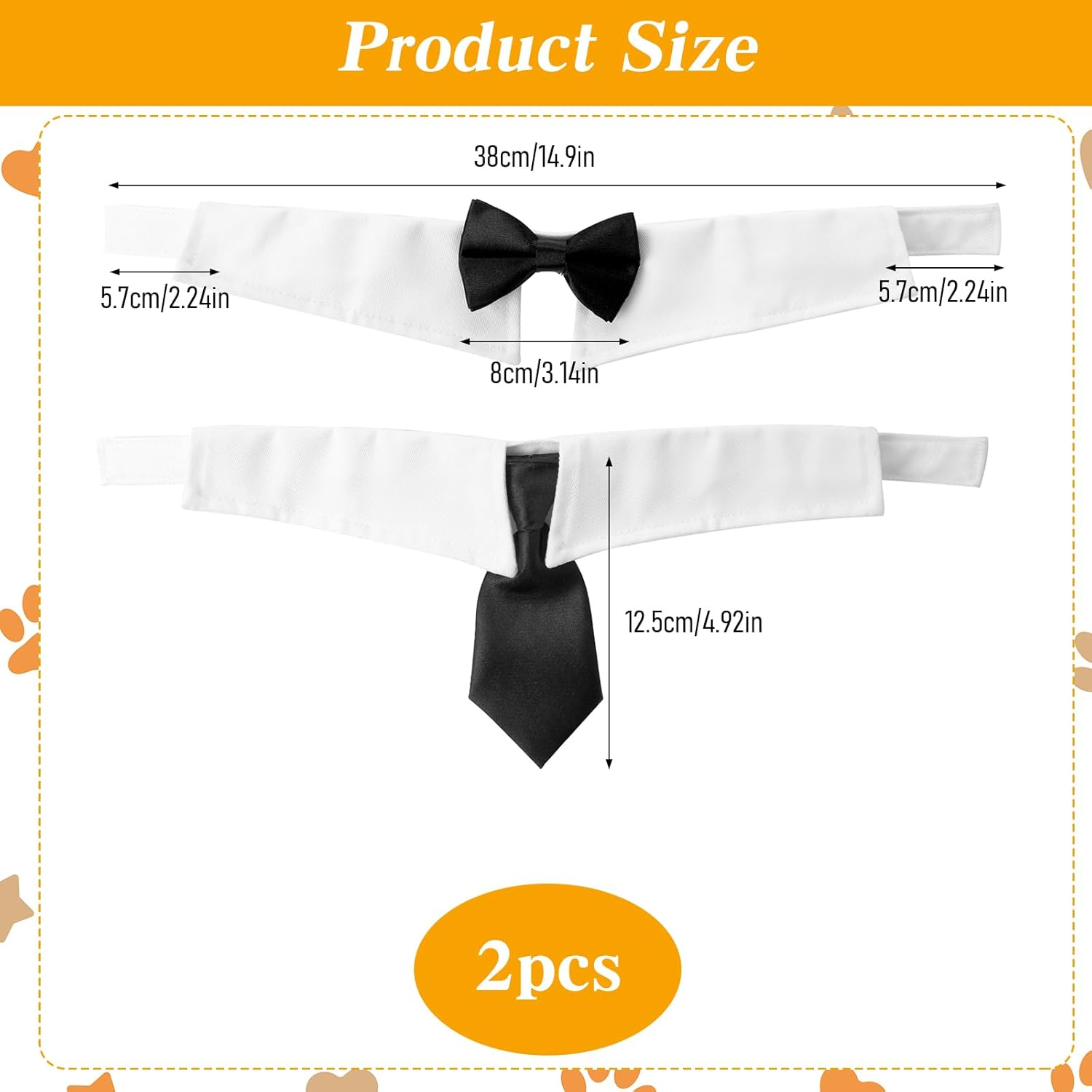 2 Pack Dog Cat Tuxedo Collar Cute Tux Puppies Dog Bowtie Cat Bow Tie Tux Collar Adjustable Formal Pet Cats Necktie for Dogs Cats Birthday Wedding Costumes image number 4